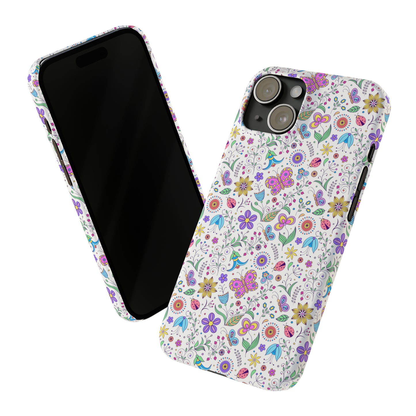 Butterflies and Flowers Iphone 15-12 Slim Phone Case