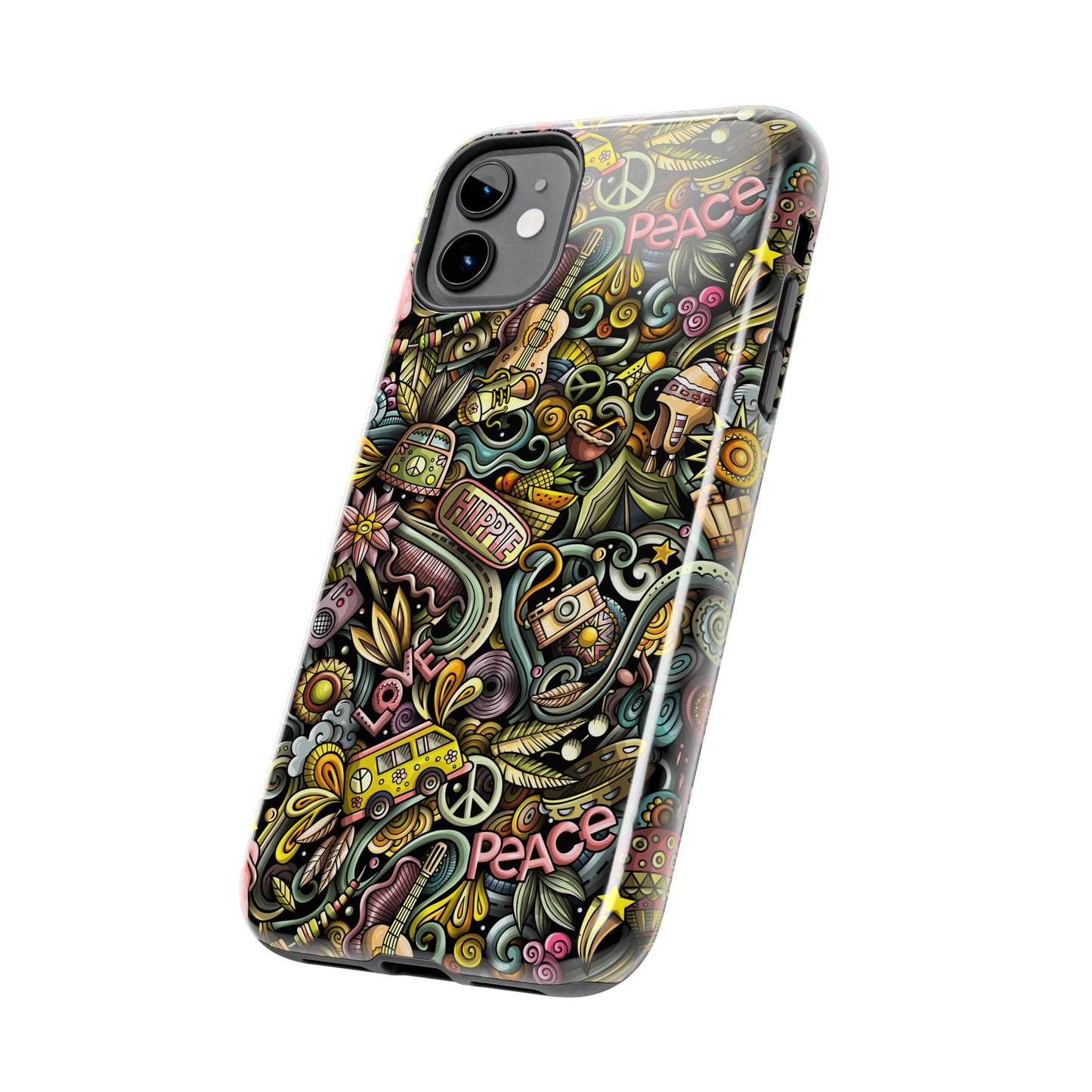 Peace, Love & VW Fun Cartoon Design Iphone Tough Phone Case