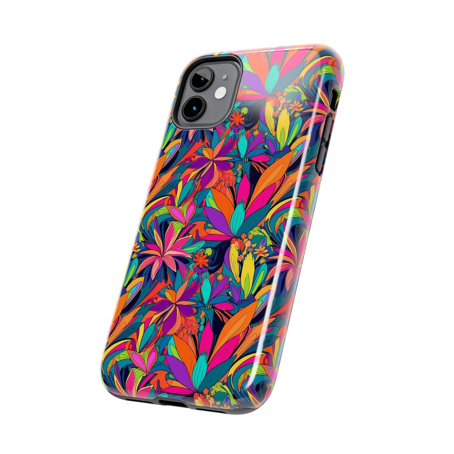 Tropical Neon Flowers Iphone Tough Phone Case