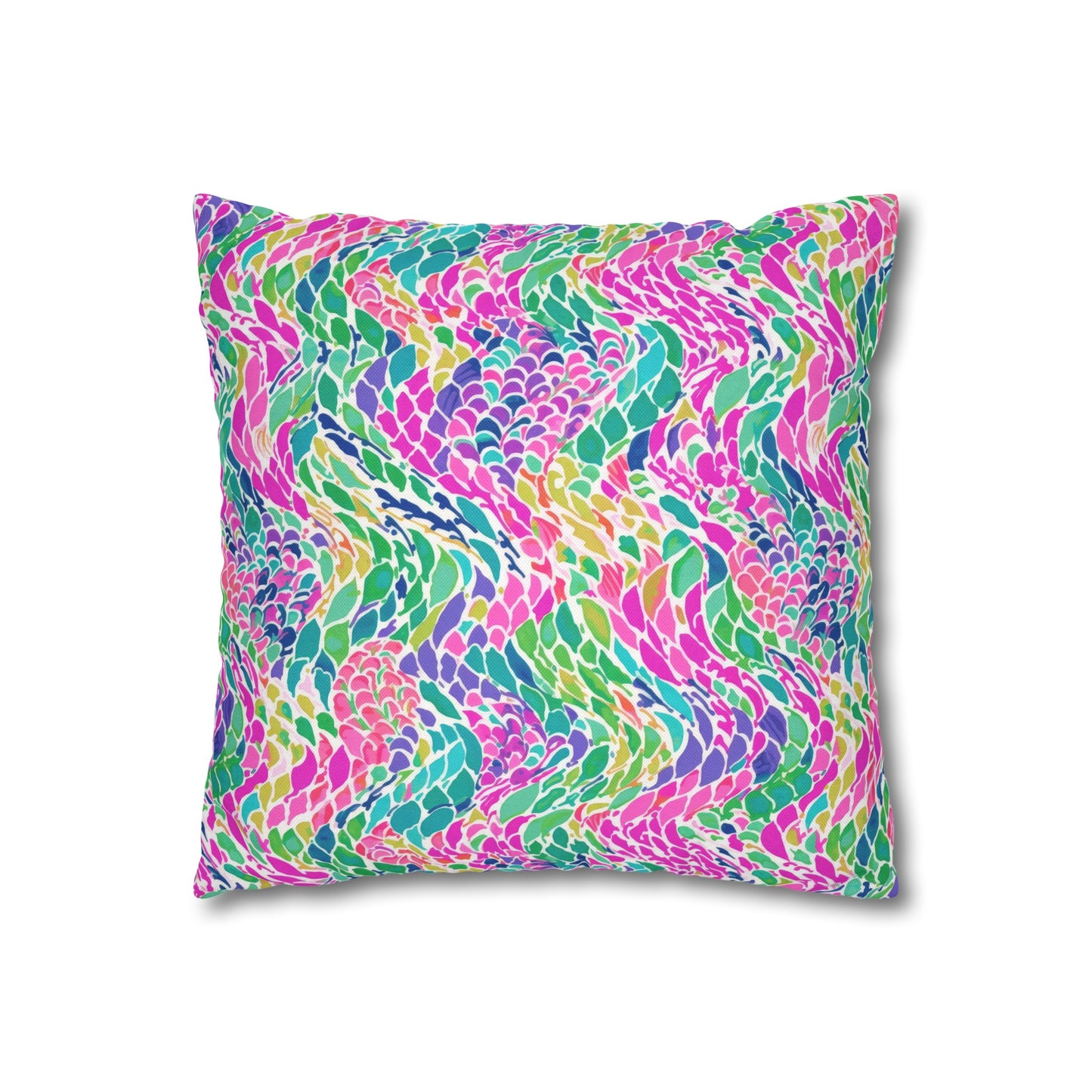 Enchanted Waves: Rainbow Mermaid Dancing in the Sea Spun Polyester Square Pillowcase 4 Sizes