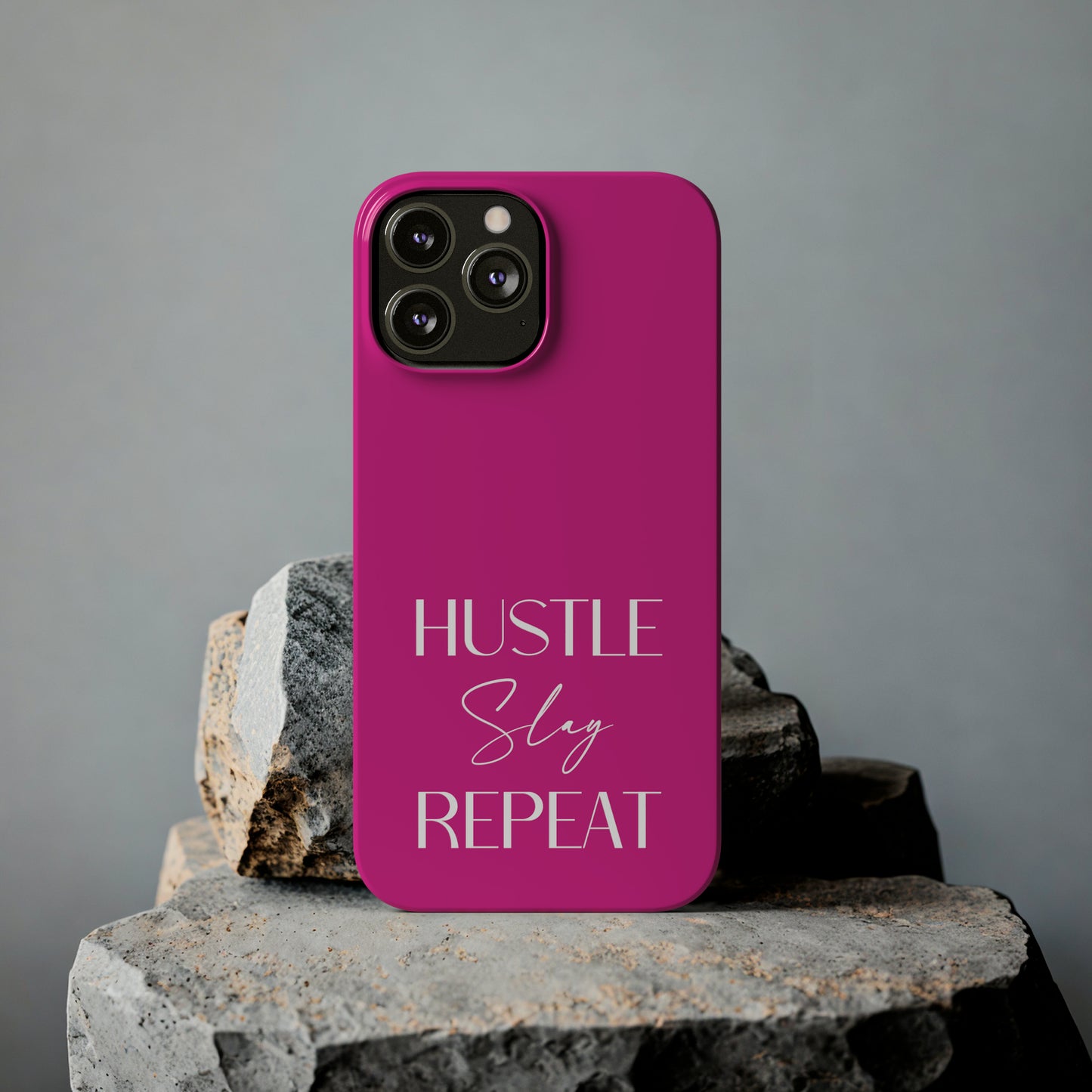 Pink - Hustle Slay Repeat Iphone 15-12 Slim Phone Case