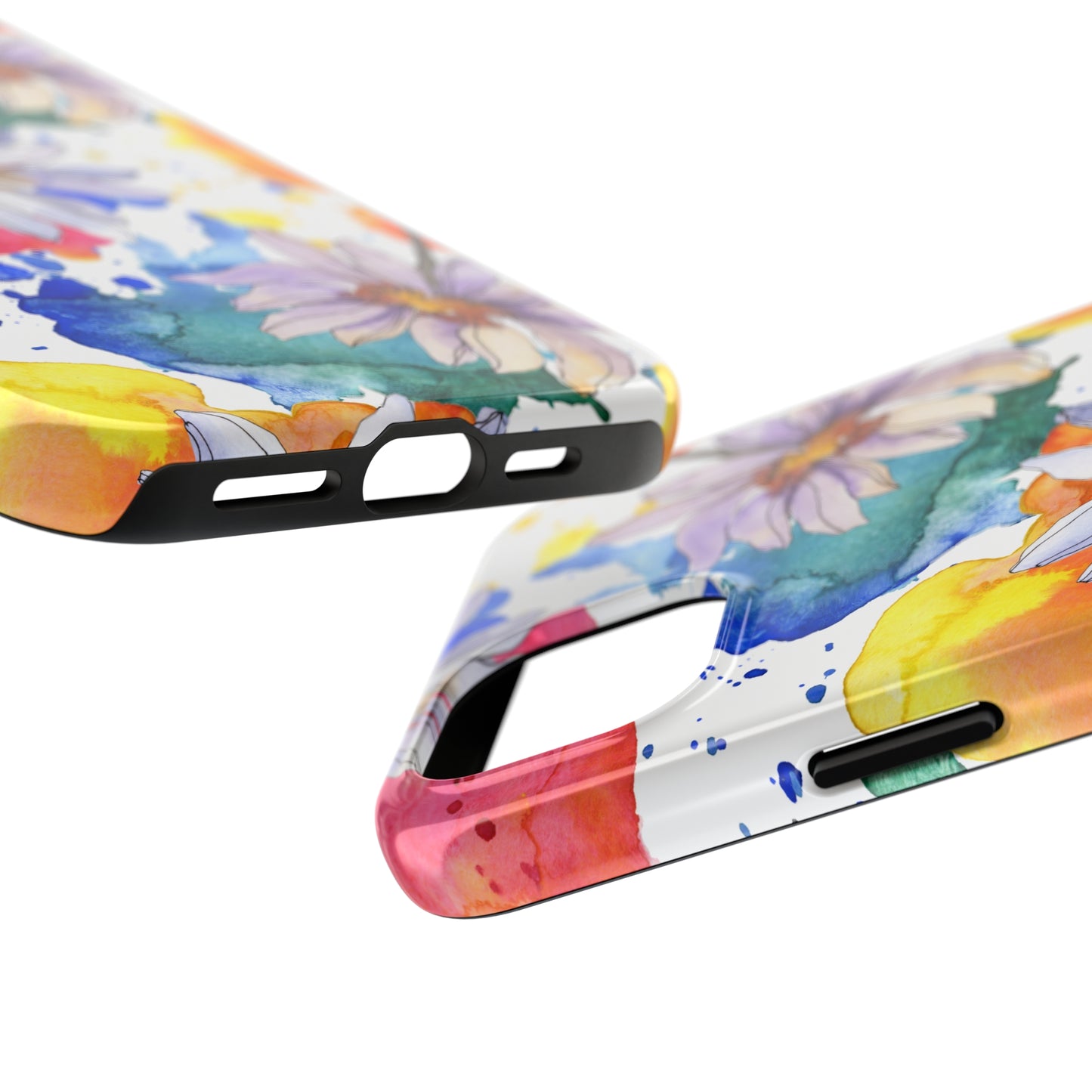 Large Colorful Watercolor Daisy Design Iphone Tough Phone Case