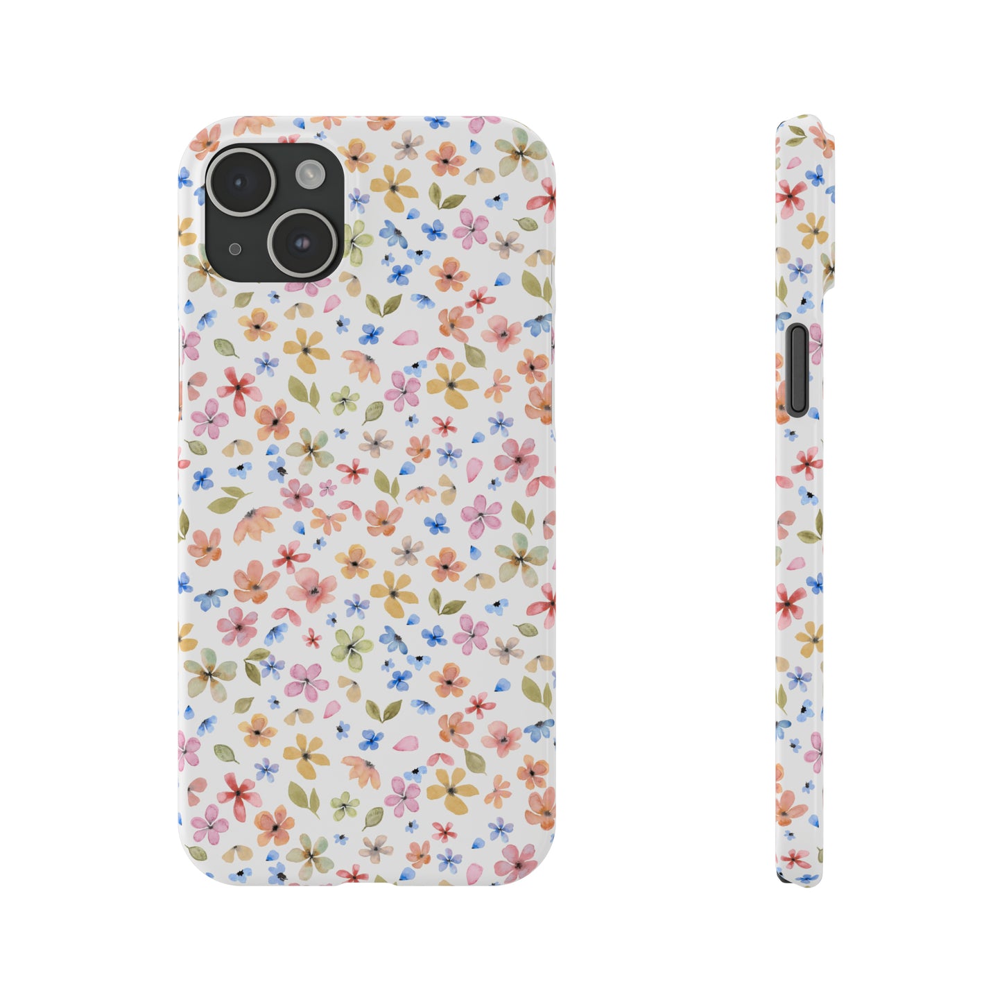 Tiny Pink, Yellow and Blue Flowers Iphone 15-12 Slim Phone Case