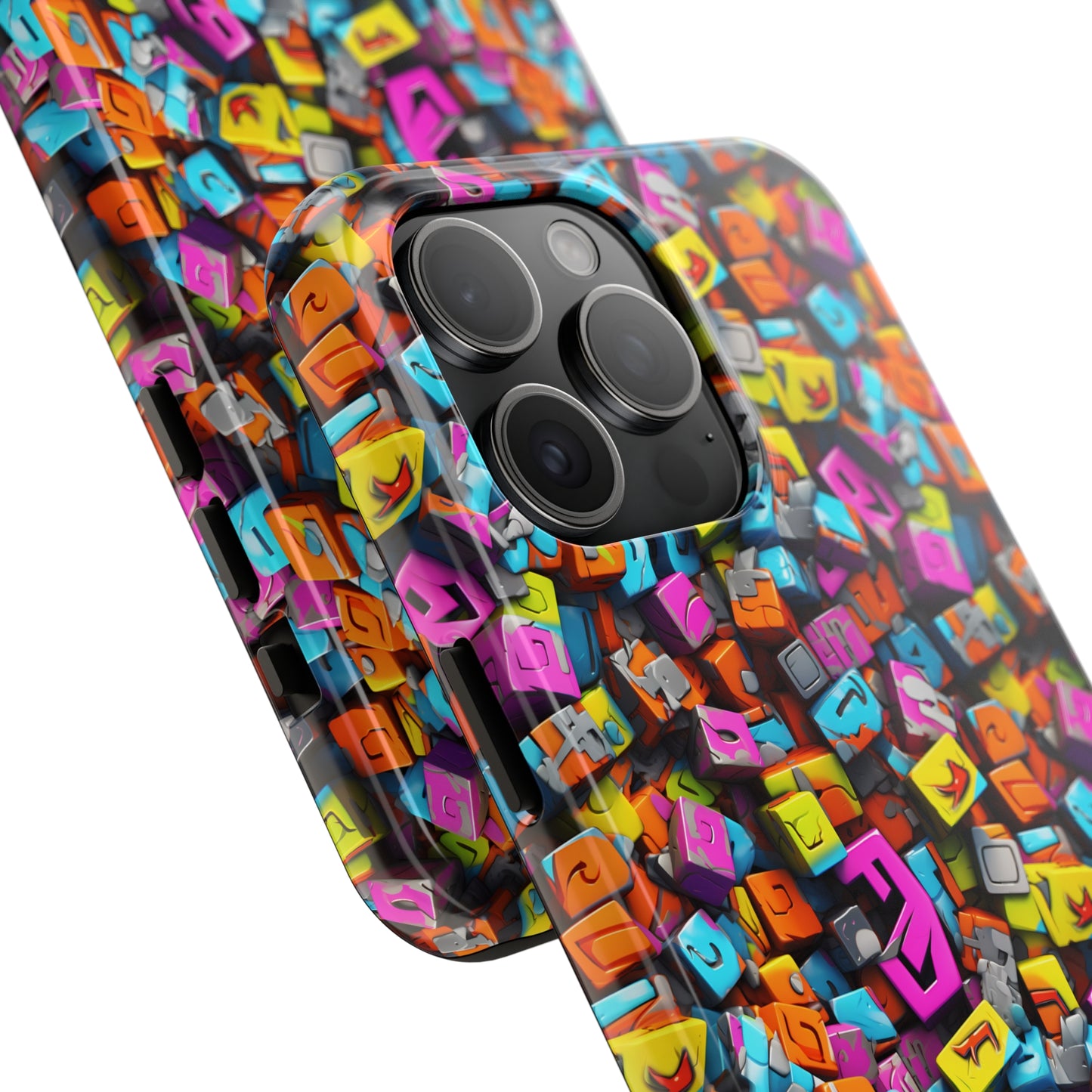 3D Abstract Colorful Block Design Iphone Tough Phone Case