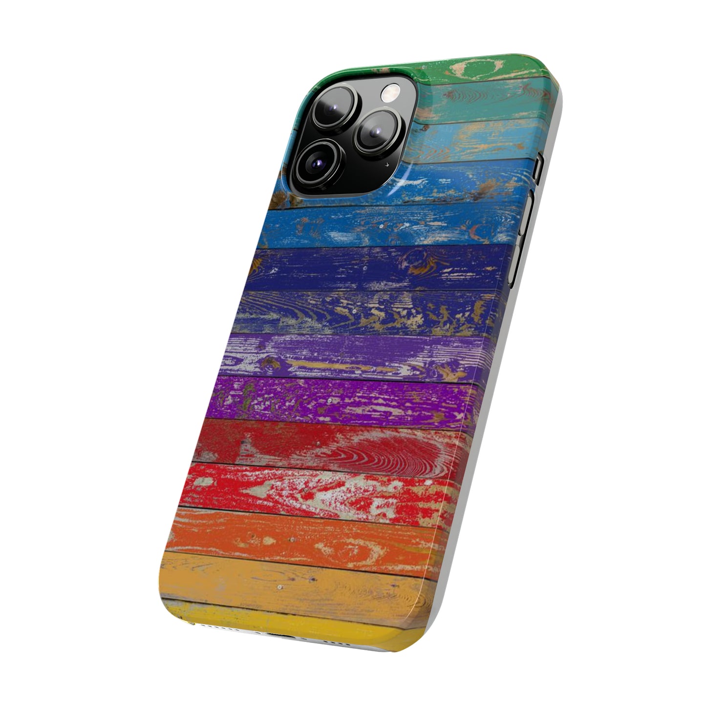 Rainbow Wood Planks Iphone 15-12 Slim Phone Case