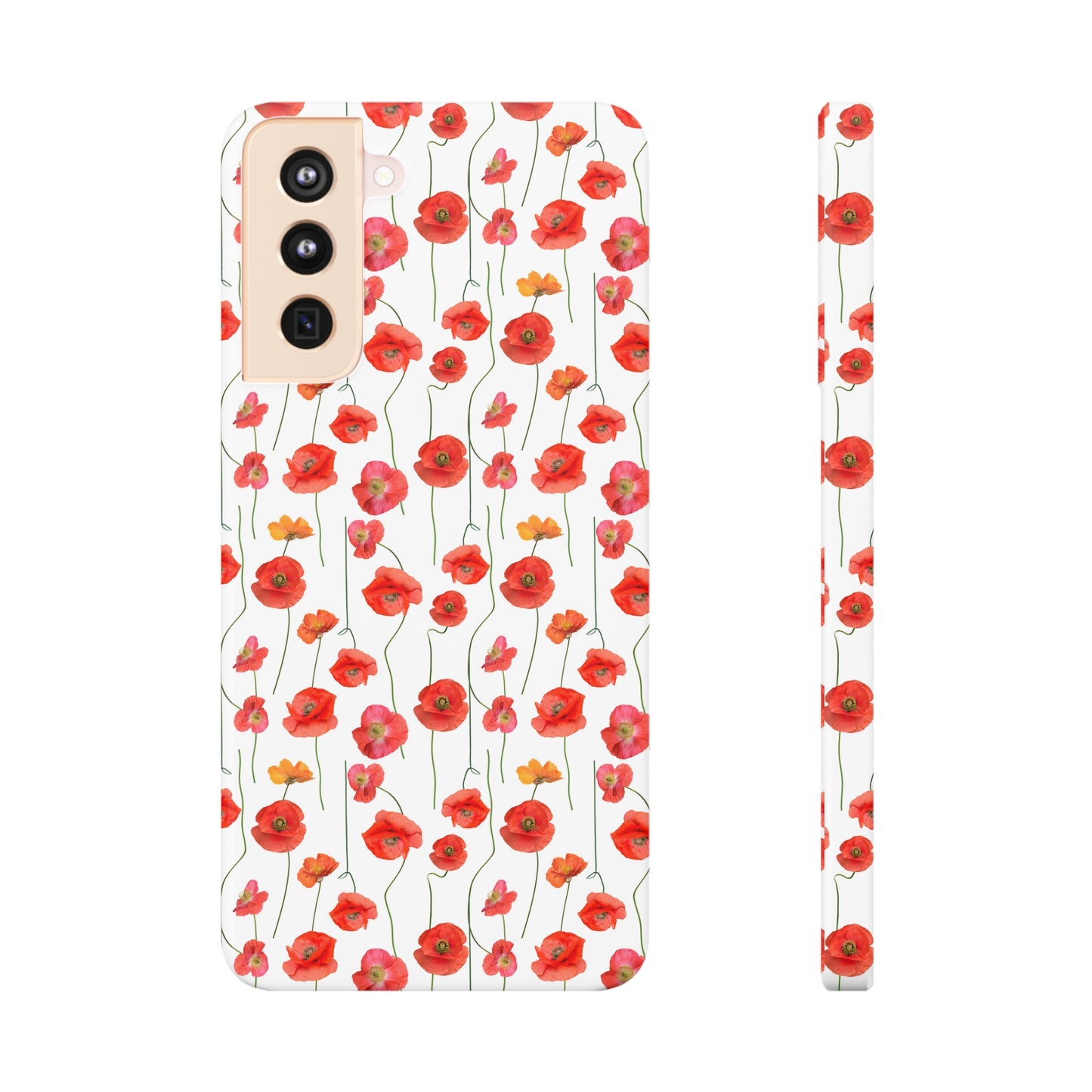 Vivid Elegance: Bright Red Poppies on a White Background Samsung Slim Cases