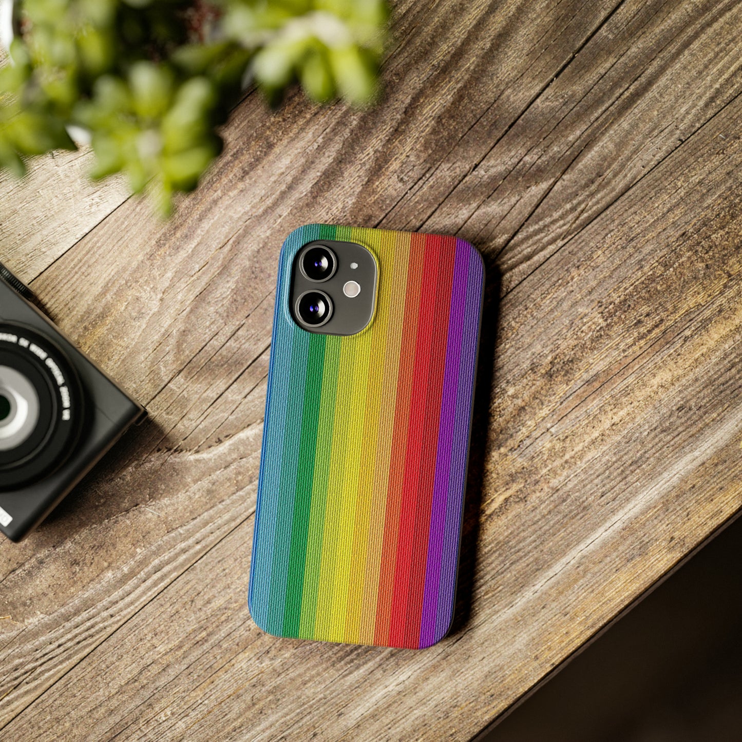 Rainbow Stripe Design Iphone 15-12 Slim Phone Case