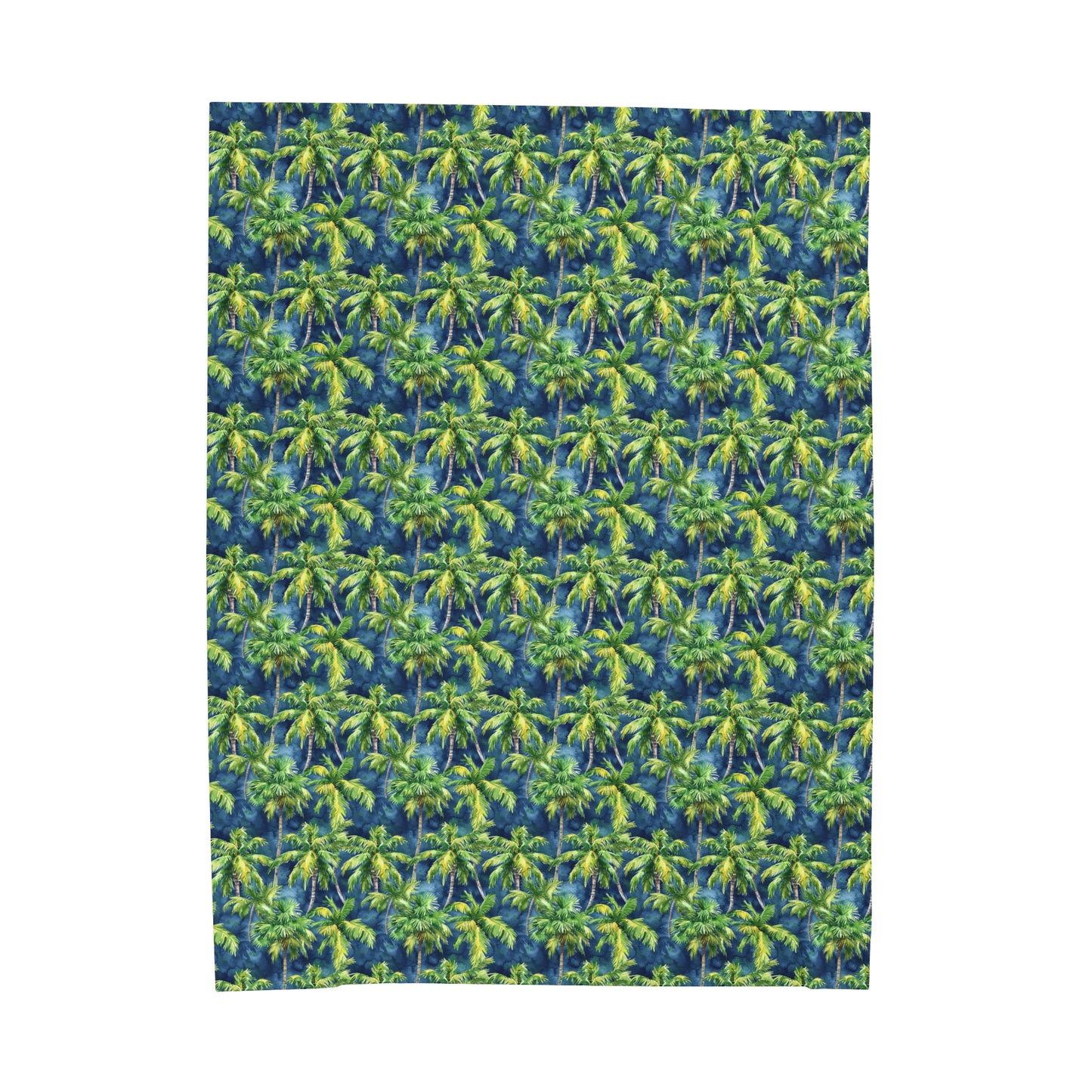 Midnight Palms: Silhouetted Palm Trees Against a Nighttime Sky Velveteen Plush Blanket 3 Sizes