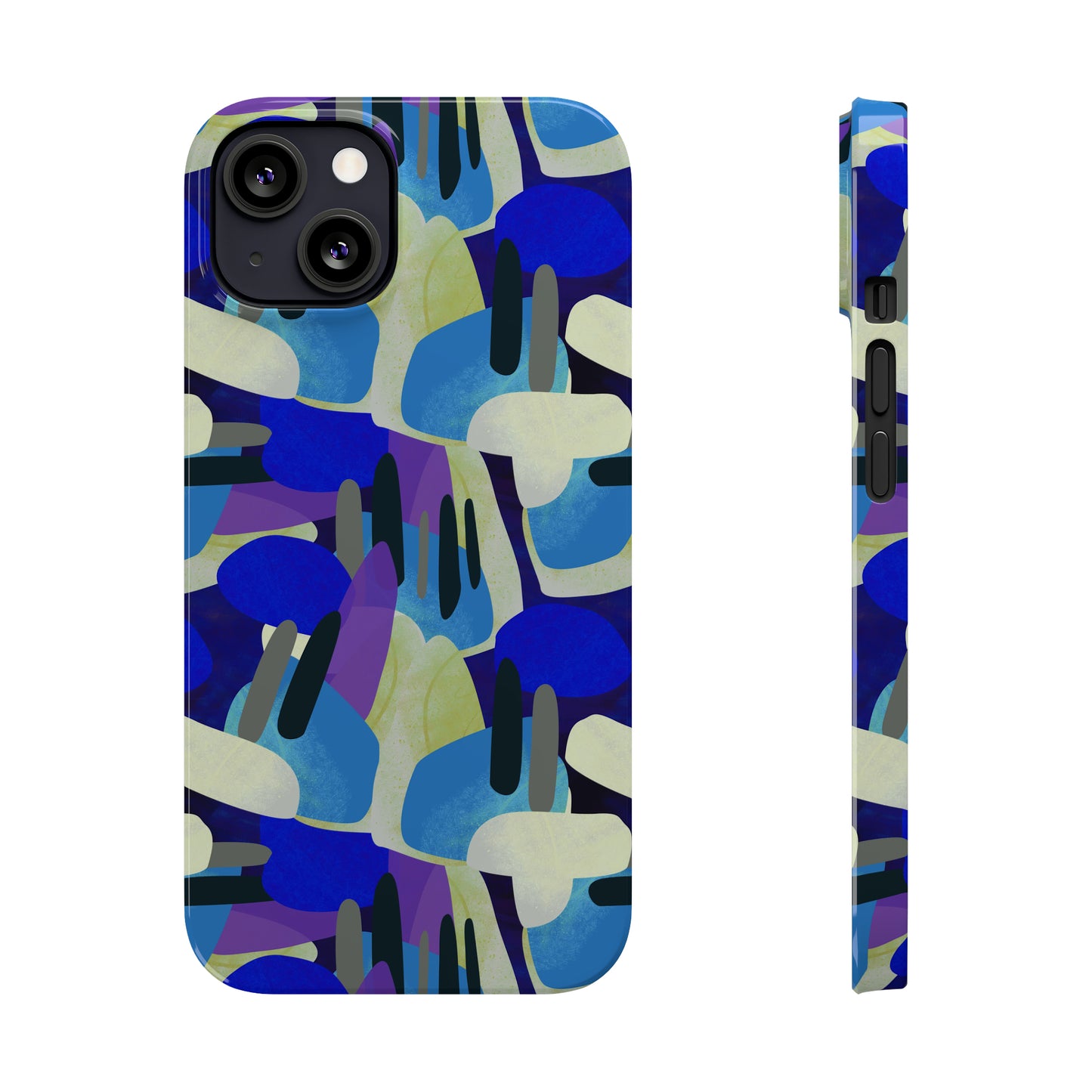 Blue, Purple and Green Abstract Design Iphone 15-12 Slim Phone Case