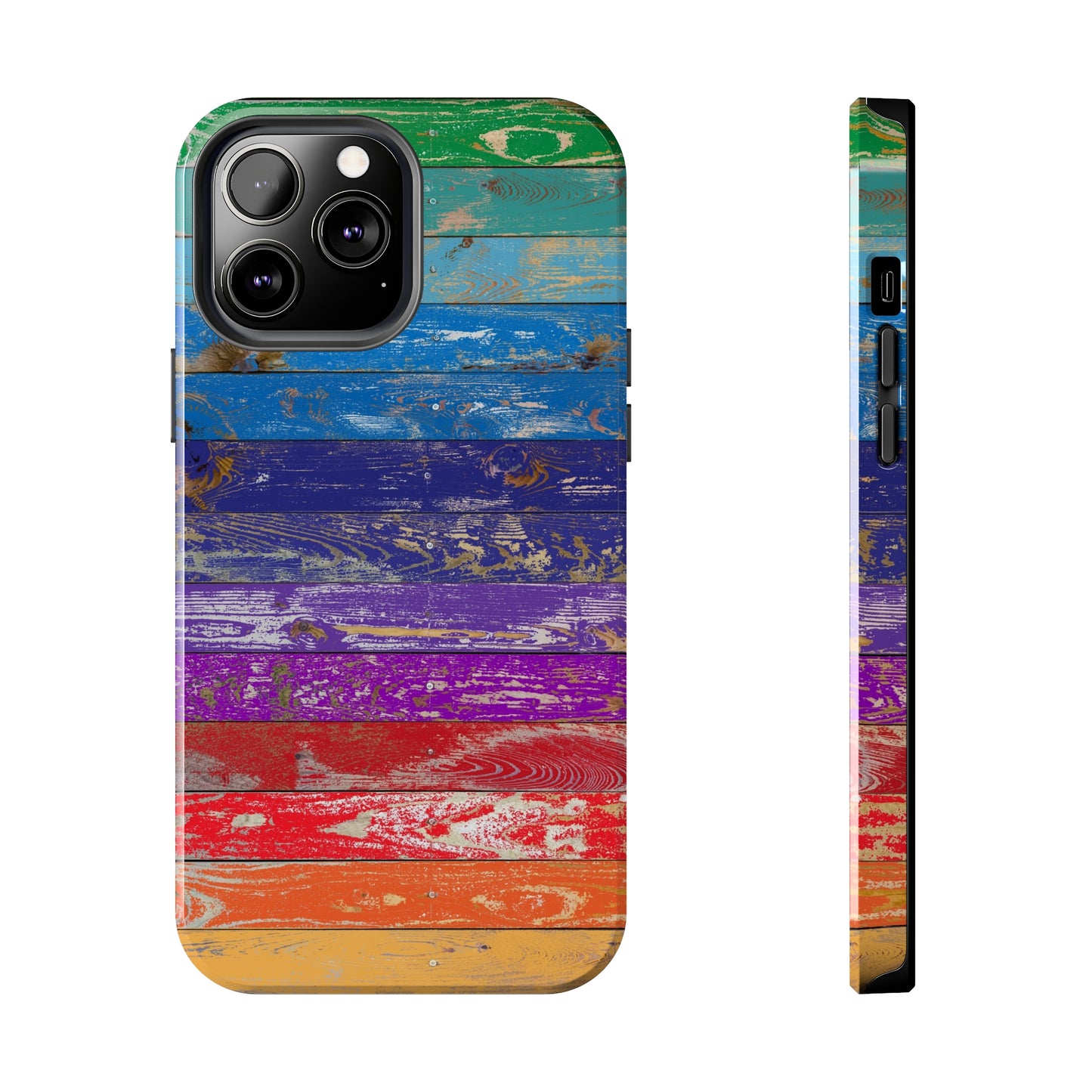 Rainbow Wood Planks Iphone Tough Phone Case