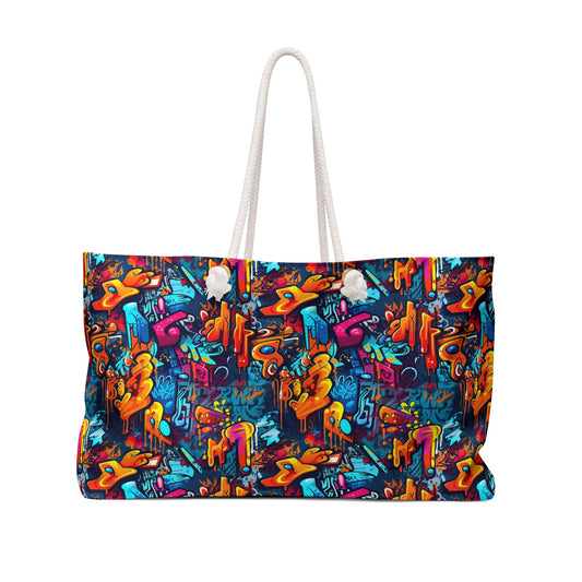 3D Abstract Graffiti Colorful Design - Weekender Oversized Canvas Tote Bag 24" × 13"