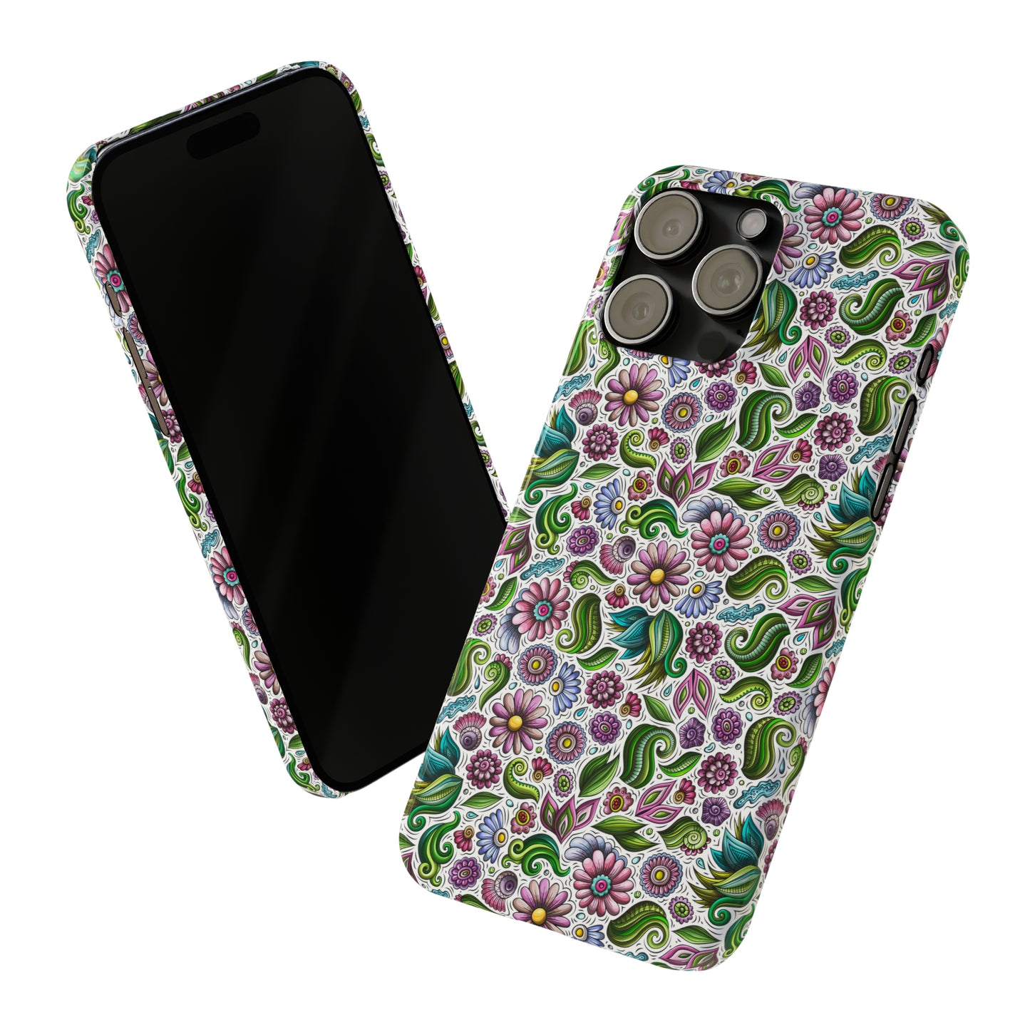 Purple & Pink Daisy Floral Print Iphone 15-12 Slim Phone Case