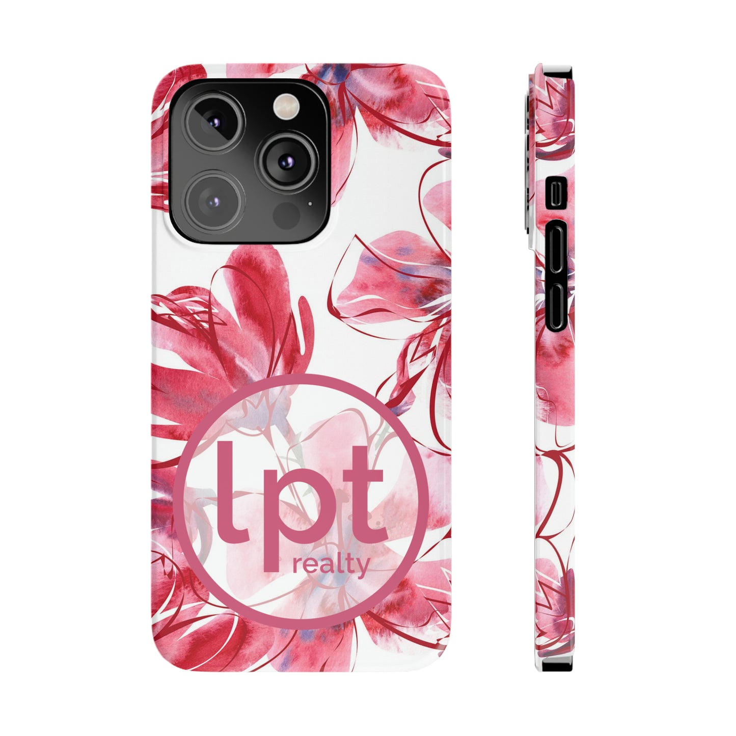 LPT Realty Logo -  Large Pink Flower Iphone 15-12 Slim Phone Case