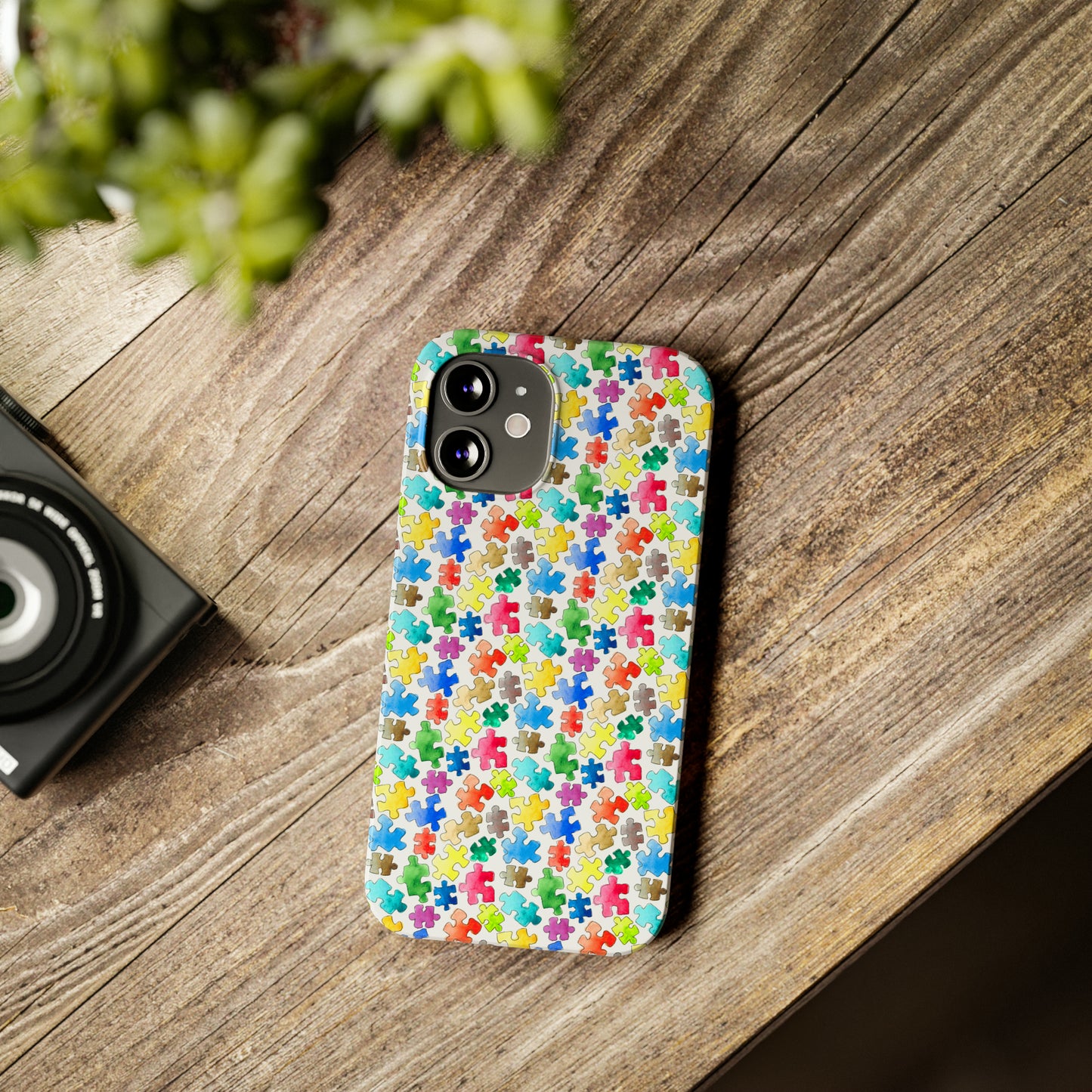 Rainbow Puzzle Pieces Iphone 15-12 Slim Phone Case