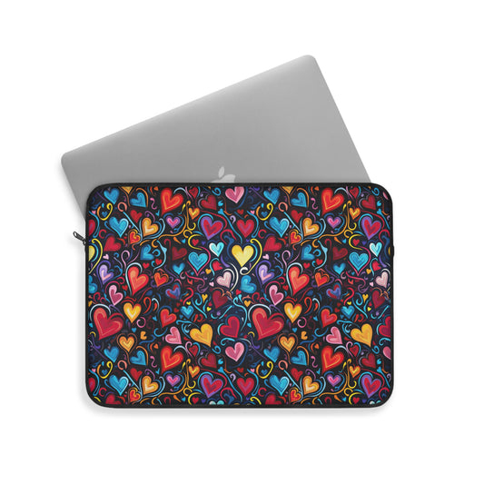 Whimsical Colorful Heart Design  - Laptop or Ipad Protective Sleeve 3 Sizes