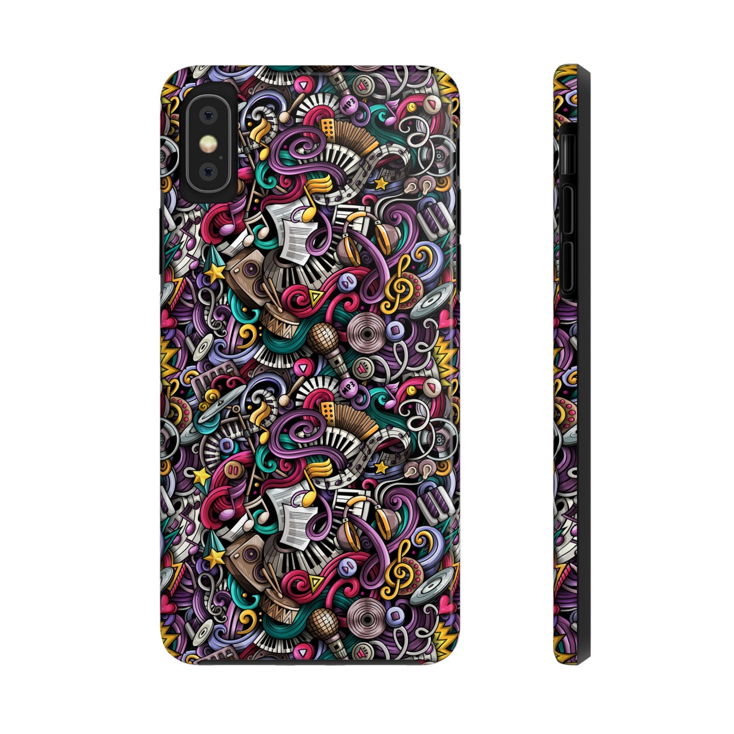 Musical Notes, Sheet Music, Swirls Cartoon Design Iphone Tough Phone Case