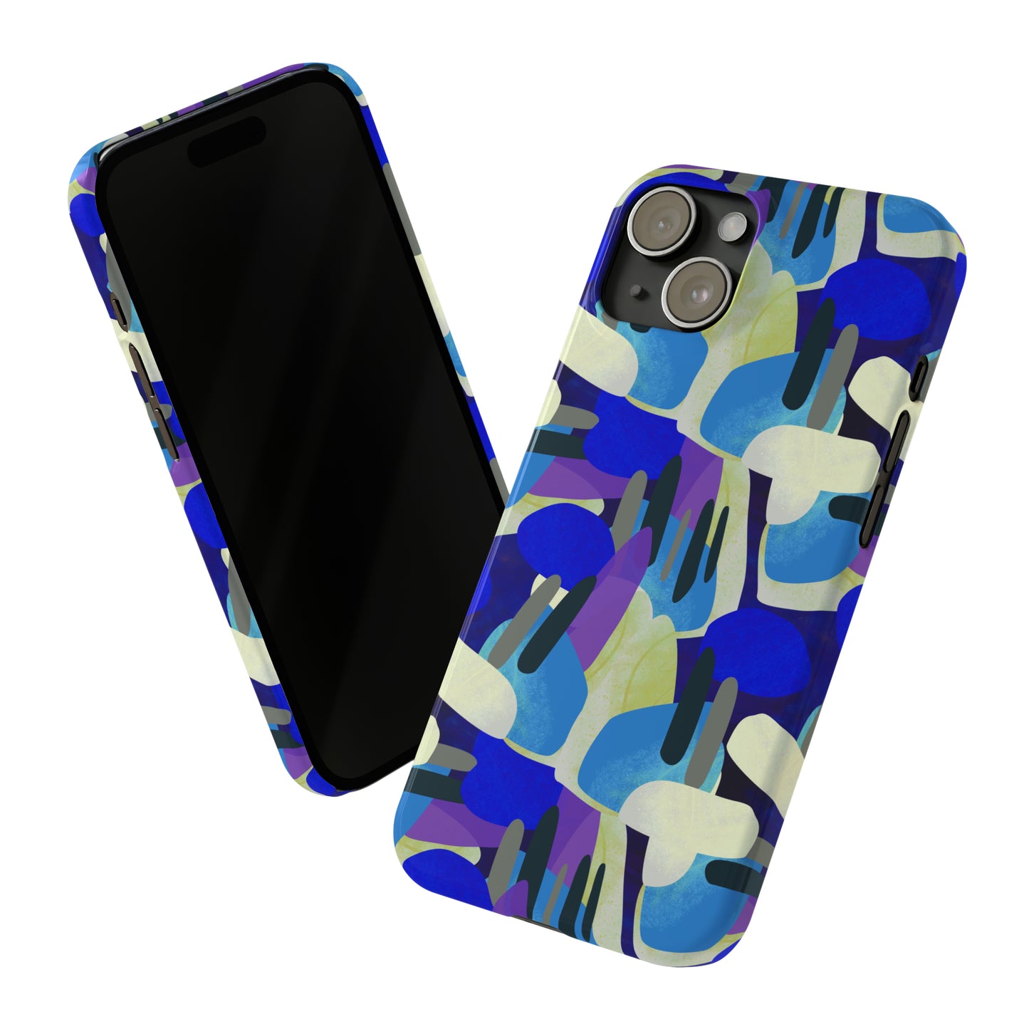 Blue, Purple and Green Abstract Design Iphone 15-12 Slim Phone Case