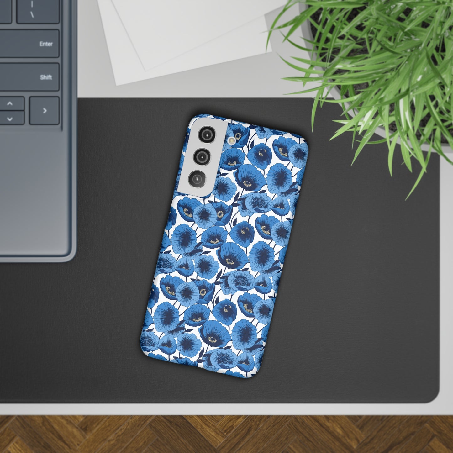 Vivid Blooms Bright Blue Poppies Design Samsung Slim Cases