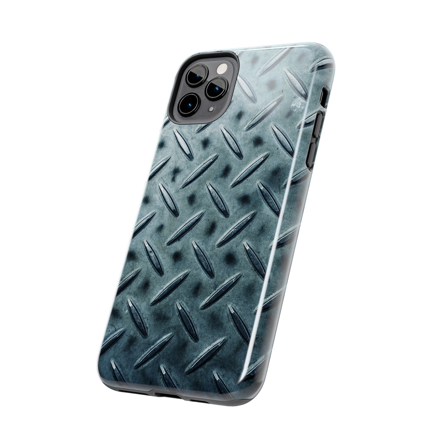 Blue Steel Diamond Plate Design Iphone Tough Phone Case