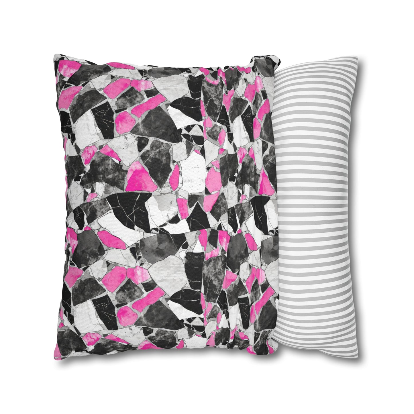 Chic Pink and Gray Mosaic Design Spun Polyester Square Pillowcase 4 Sizes