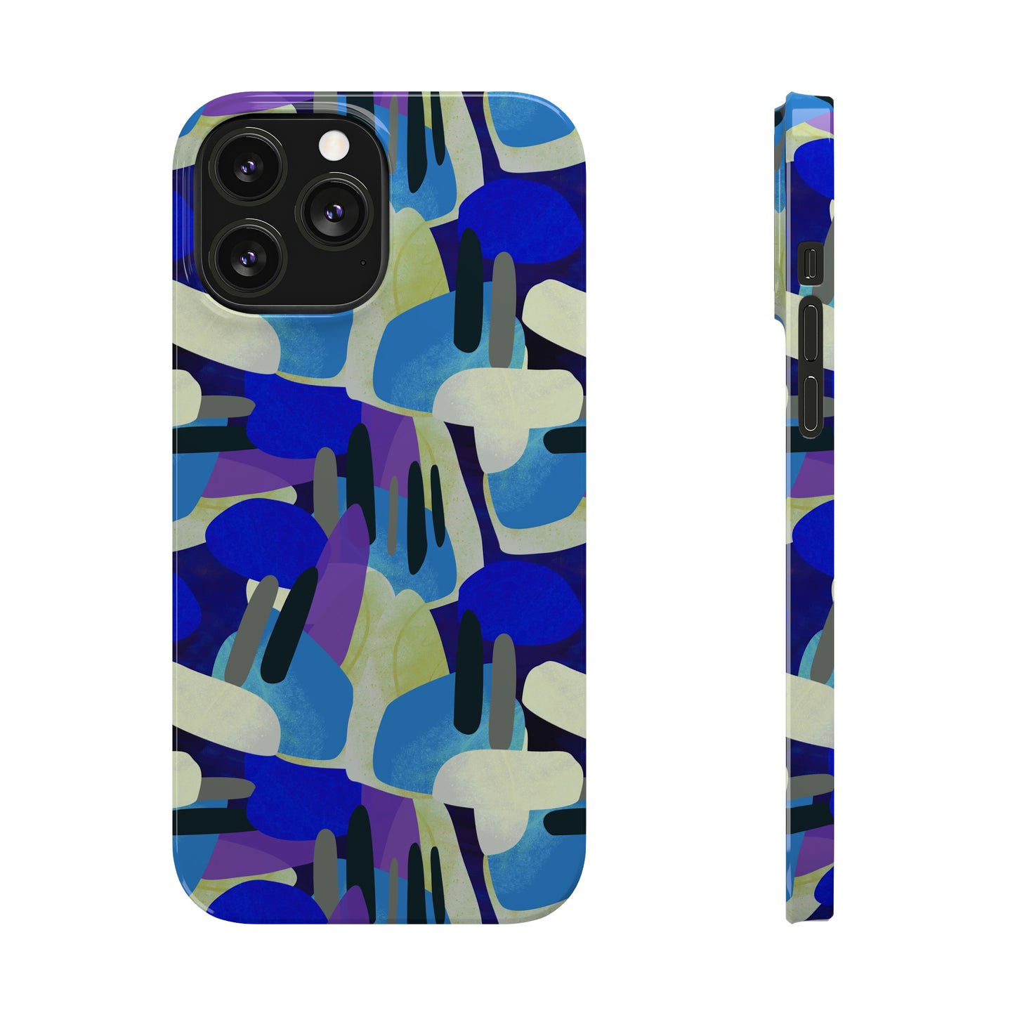 Blue, Purple and Green Abstract Design Iphone 15-12 Slim Phone Case