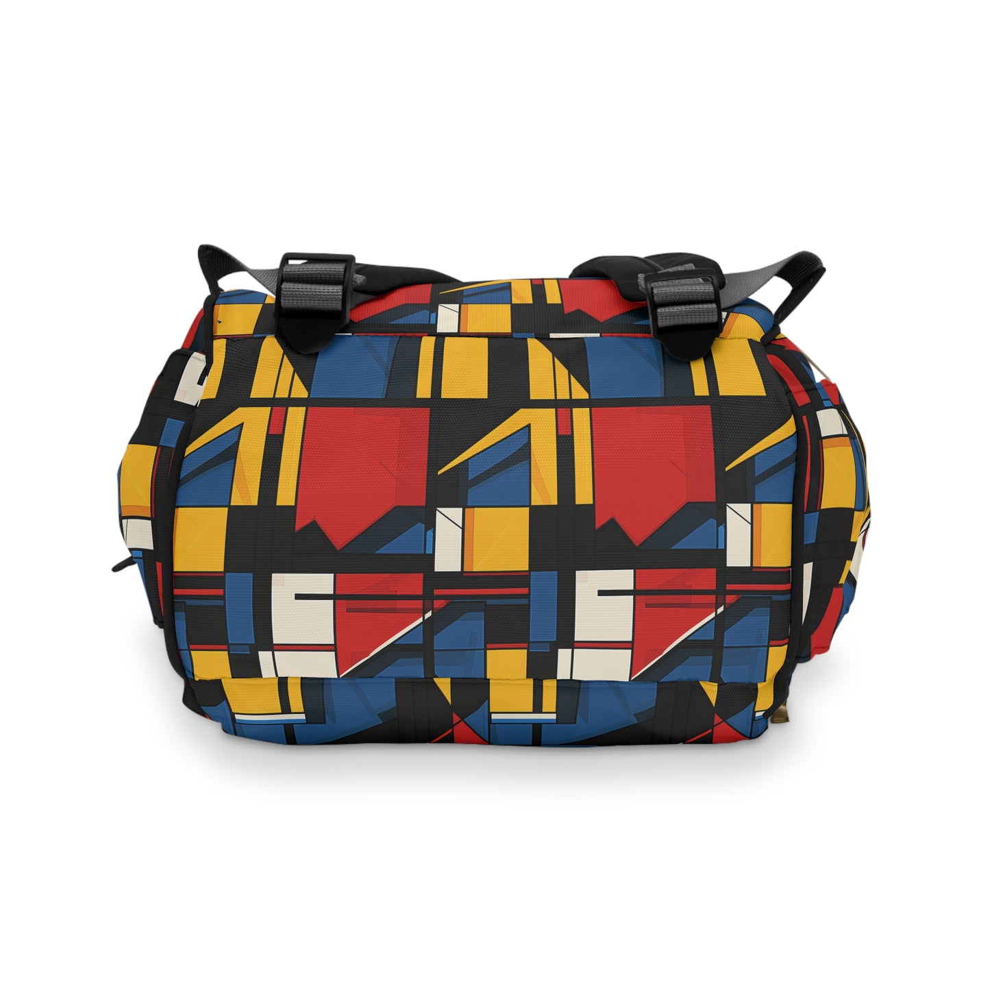 Mondrian-Inspired Bold Primary Colors and Black Lines Abstract Multifunctional Diaper Backpack