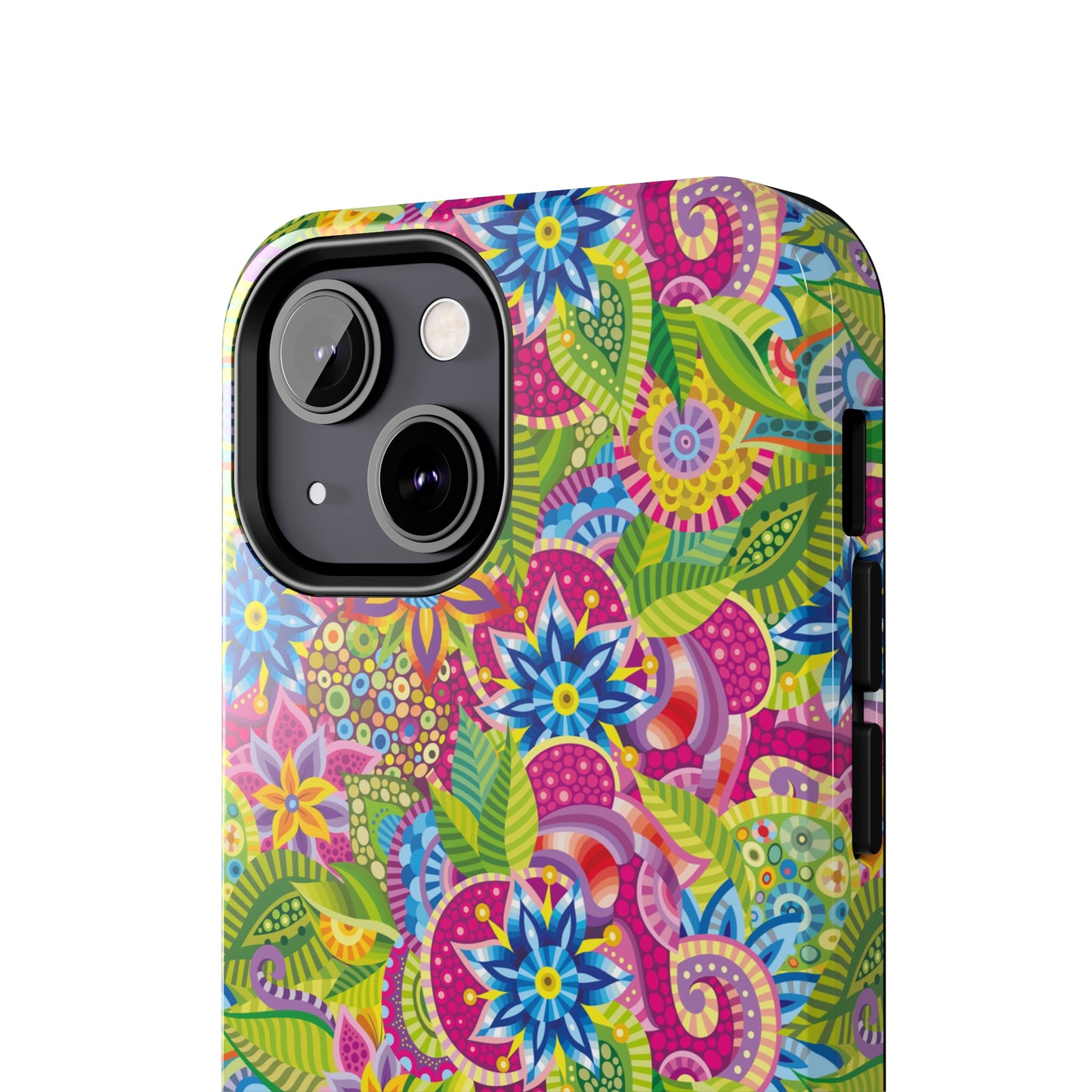 Vibrant Array of Abstract Flowers and Paisley in Rainbow Hues Iphone Tough Phone Case