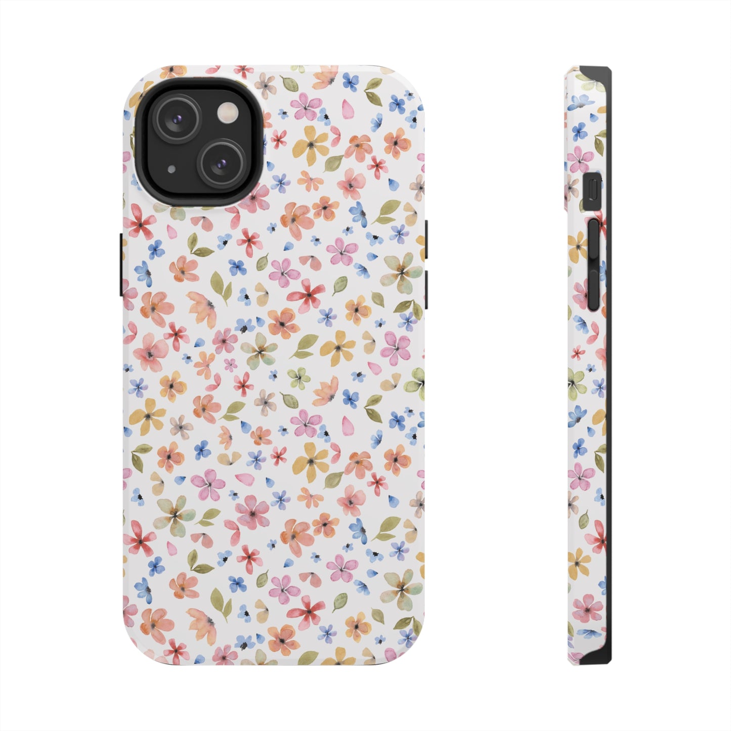 Tiny Pink, Yellow and Blue Flowers Iphone Tough Phone Case