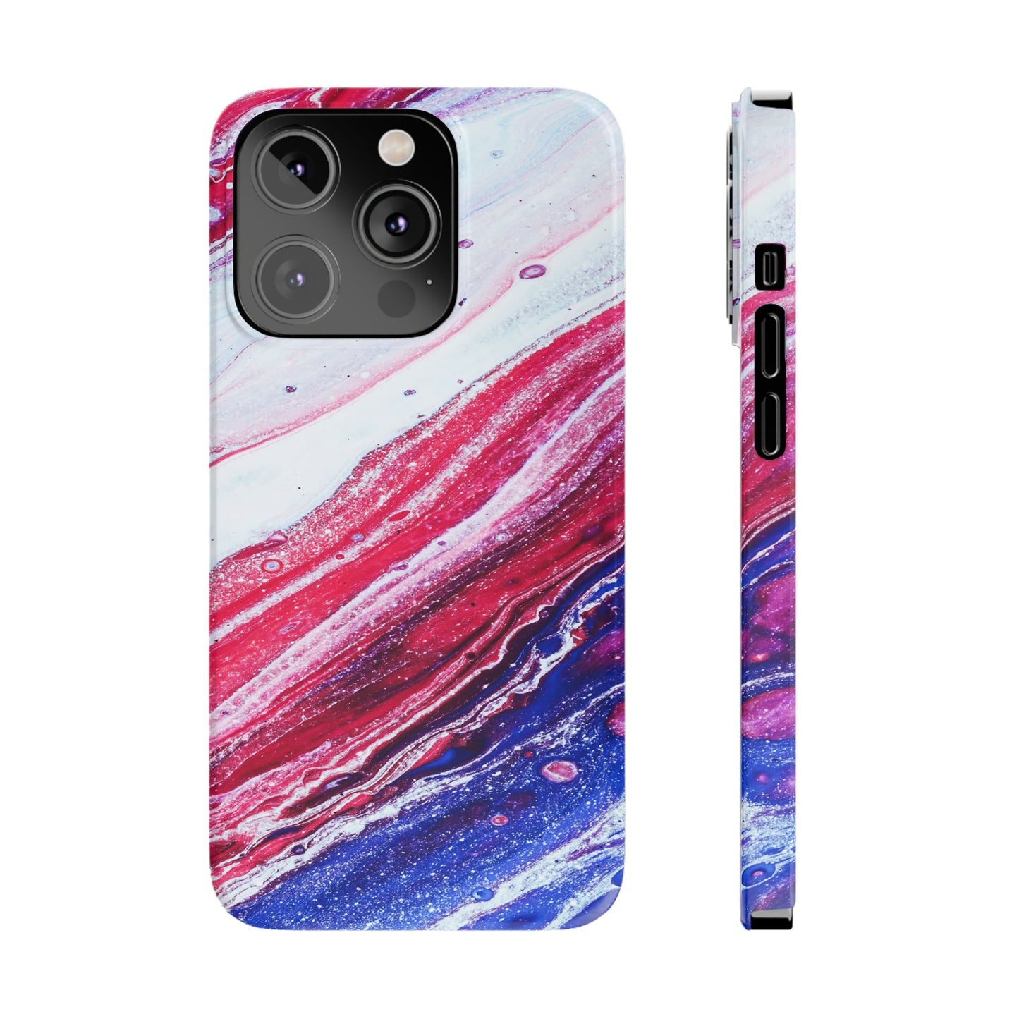 Red White and Blue Alcohol Ink Design Iphone 15-12 Slim Phone Case