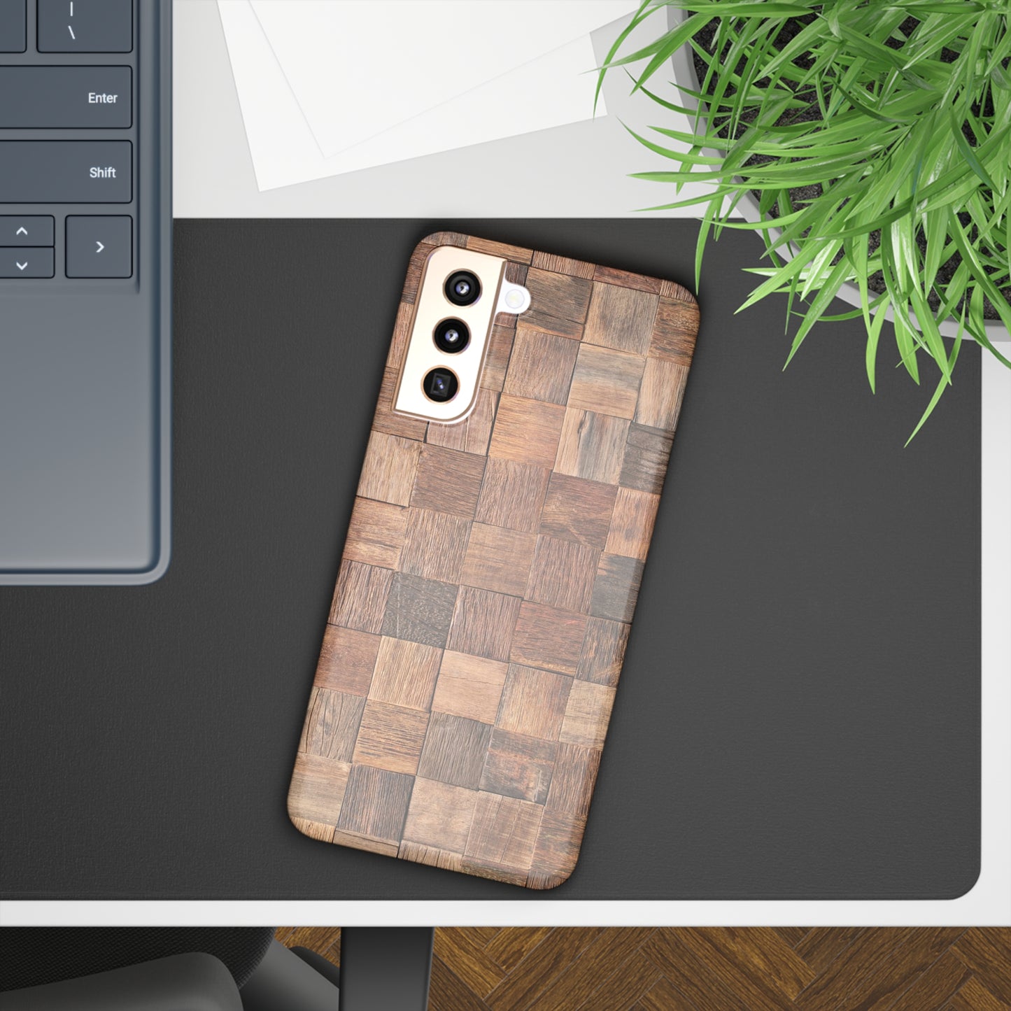 Organic Elegance Natural Woven Wood Design Design Samsung Slim Cases