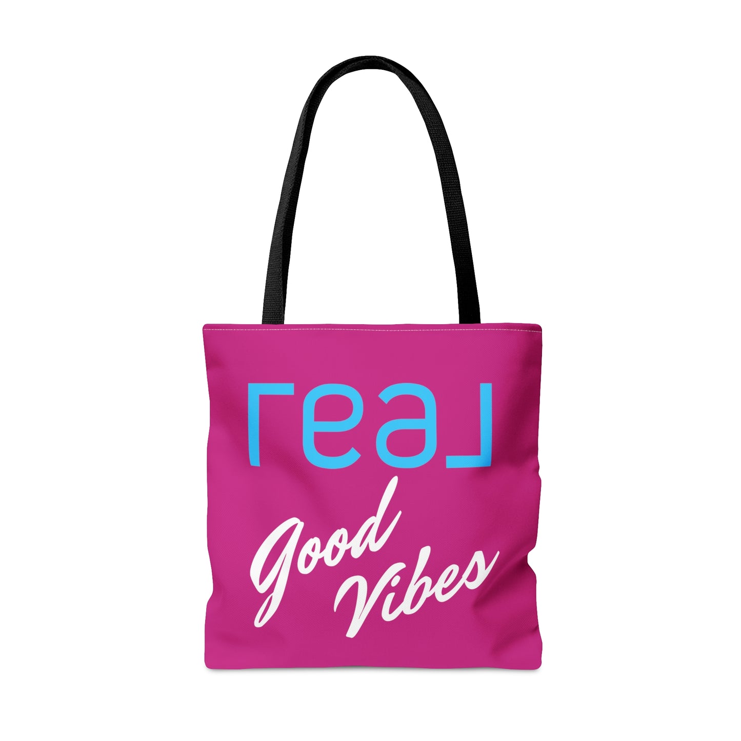 REAL Good Vibes Pink Stylish Canvas Tote Bag, 3 Sizes