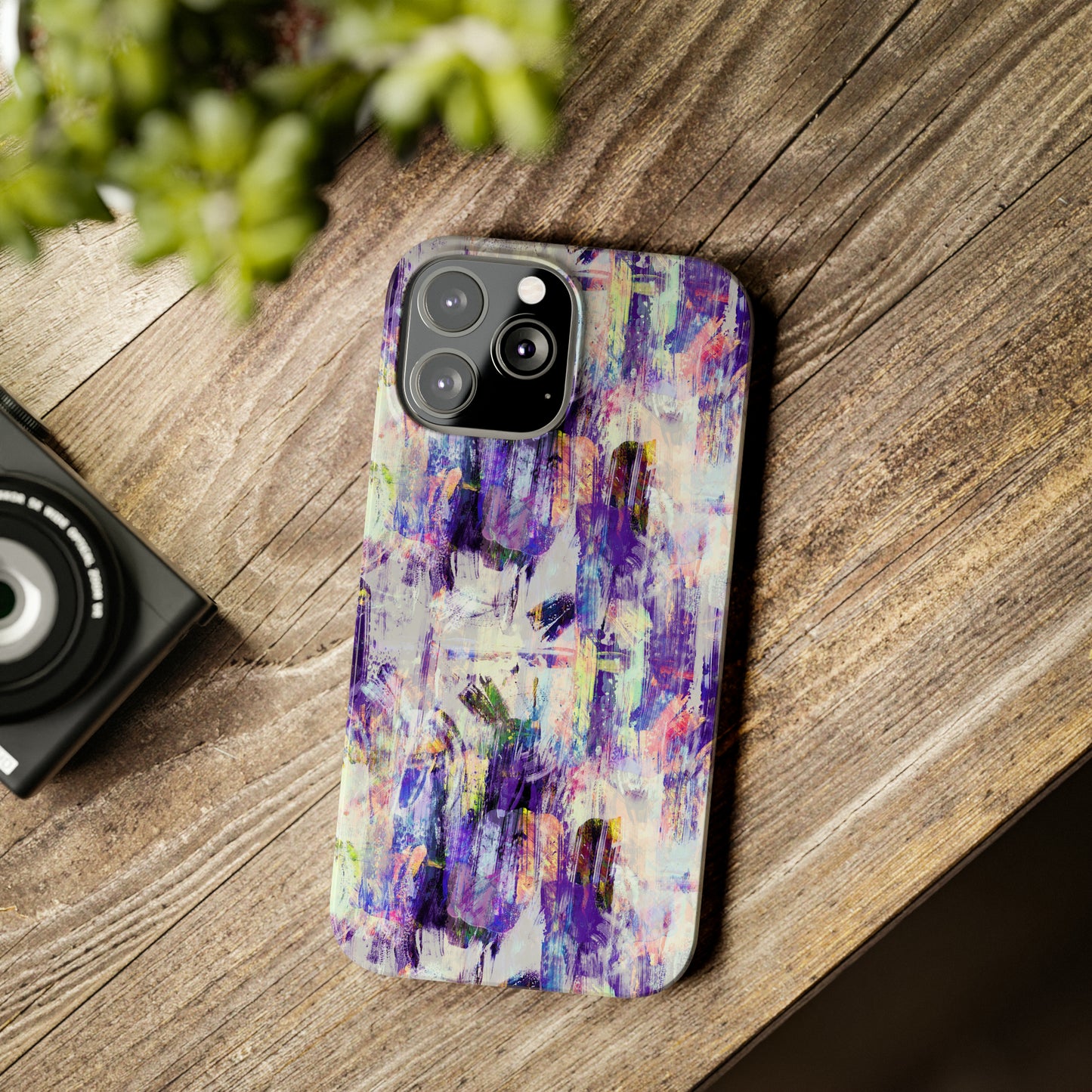 Purple Spring Painted Abstract Iphone 15-12 Slim Phone Case