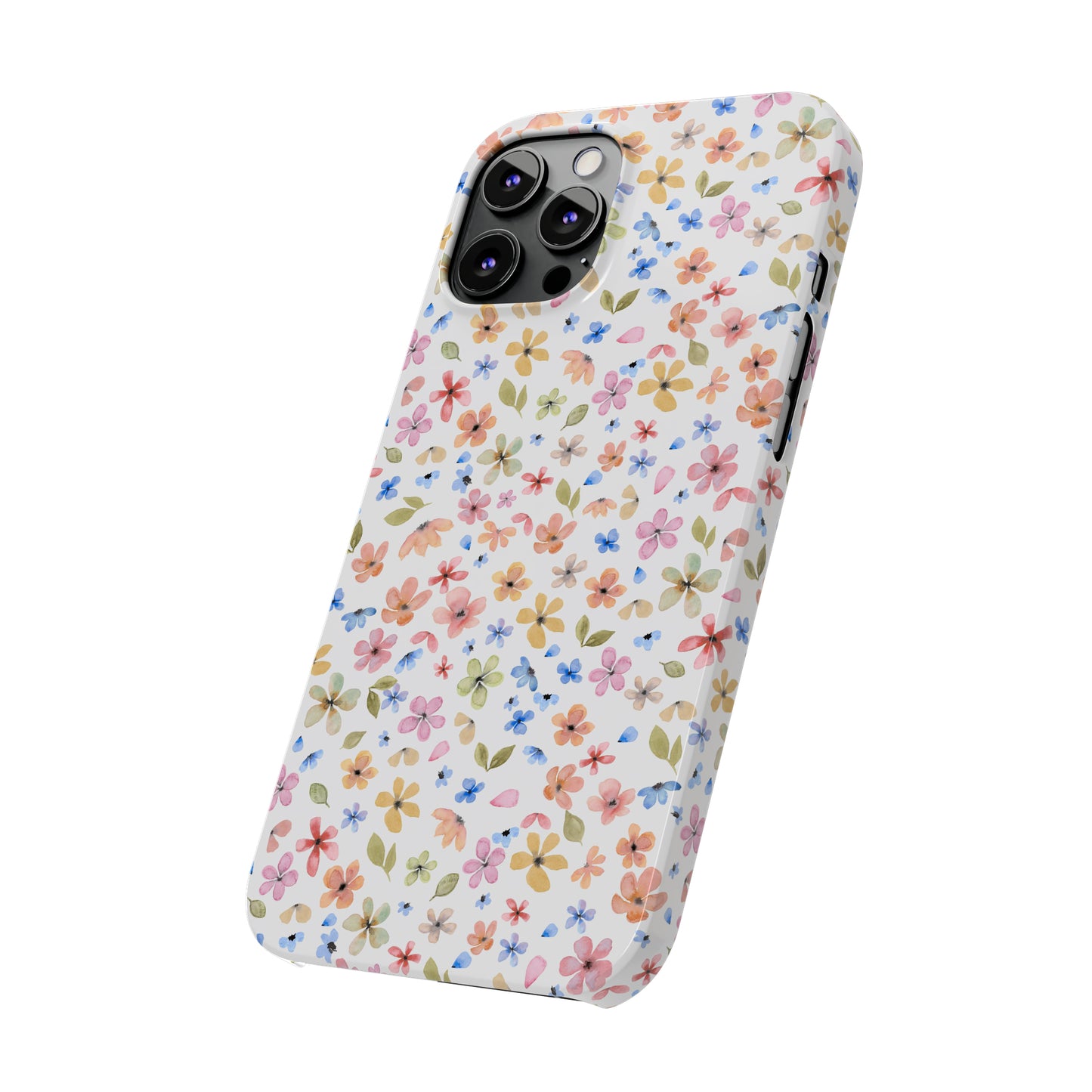 Tiny Pink, Yellow and Blue Flowers Iphone 15-12 Slim Phone Case