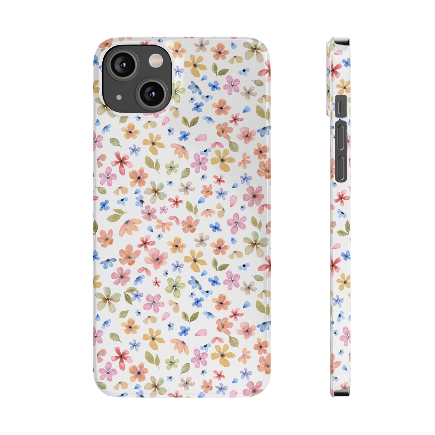 Tiny Pink, Yellow and Blue Flowers Iphone 15-12 Slim Phone Case