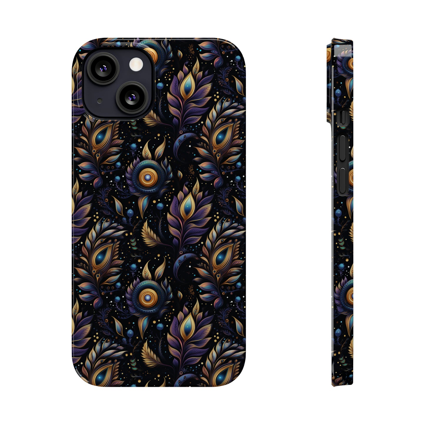 Mystical Enchanted Leaves and Celestial Stars Iphone 15-12 Slim Phone Case