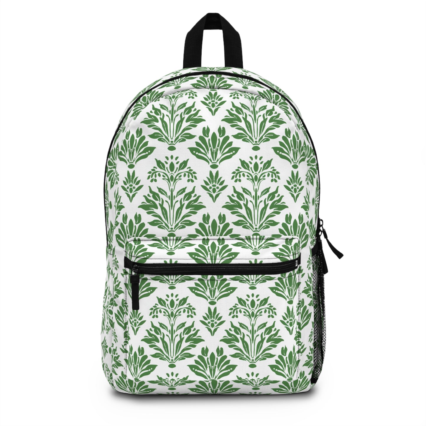 Green Floral Indian Block Print Pattern Lightweight Stylish Durable Backpack (Made in USA)