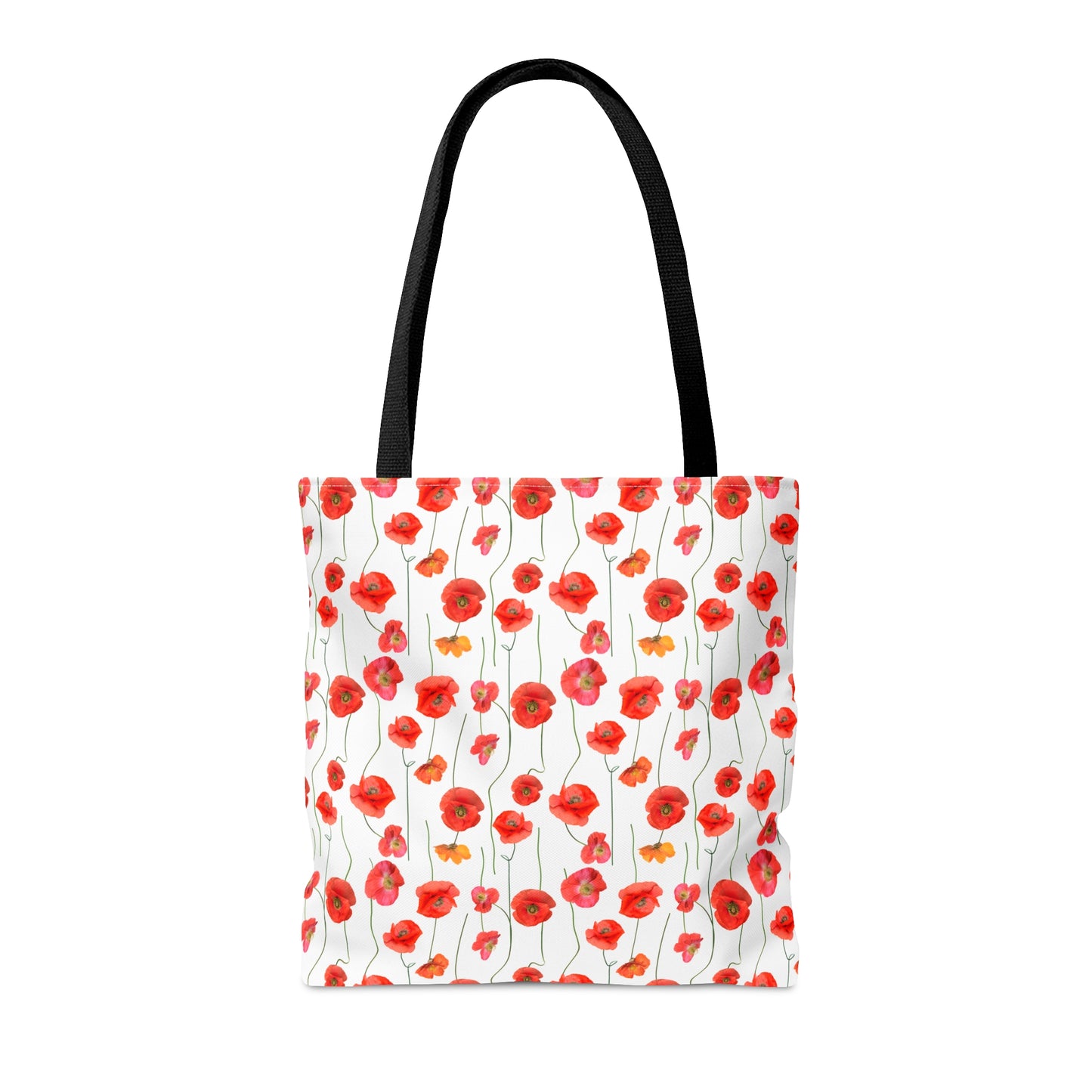 Vivid Elegance: Bright Red Poppies on a White Background - Canvas Tote 3 Sizes