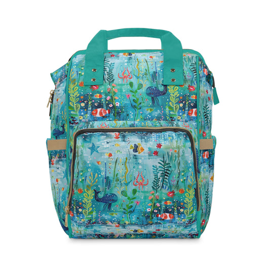 Ocean Enchantment: Magical Watercolor Sea Creatures Multifunctional Diaper Backpack