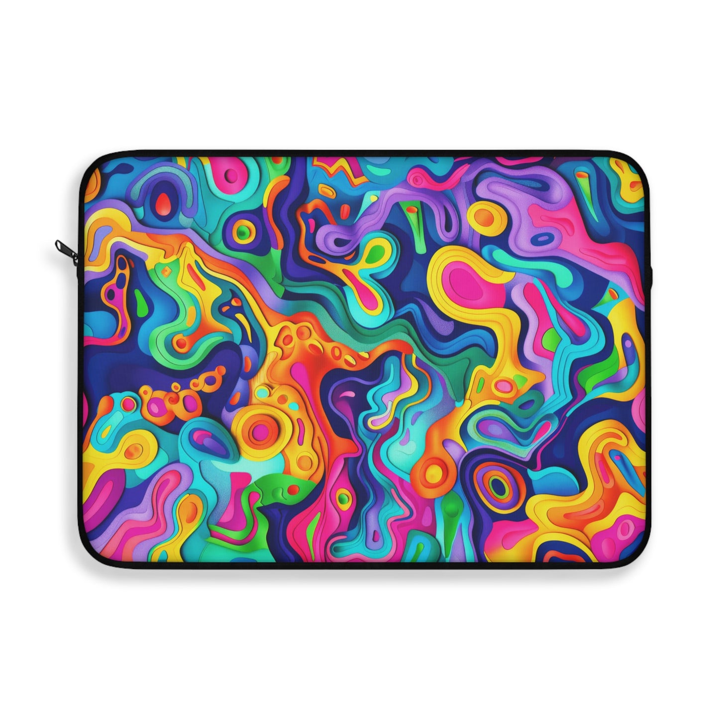 Vibrant Dreamscape of Psychedelic Paper Cut-Out Waves in Vivid Colors Laptop or Ipad Protective Sleeve 3 Sizes Available