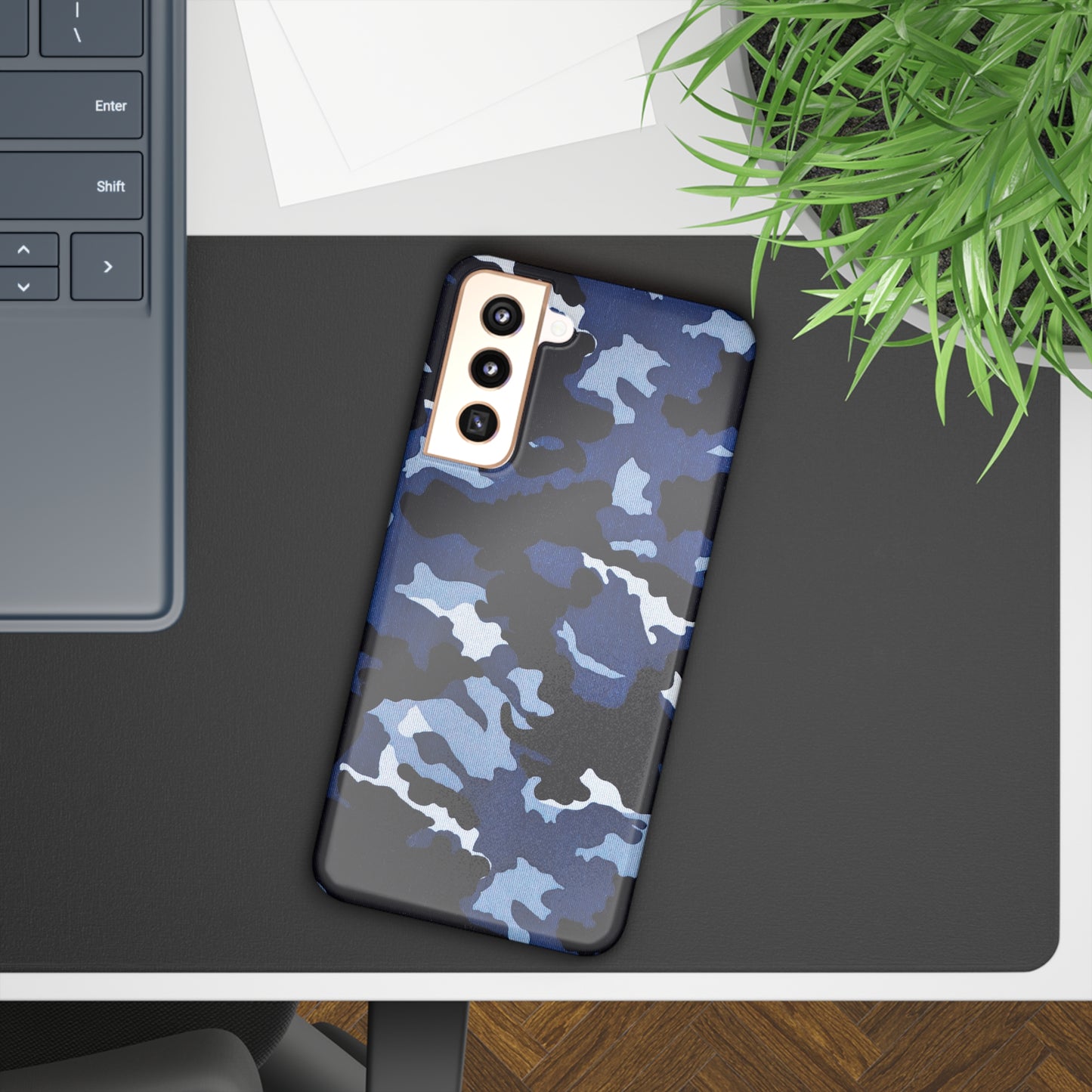 Deep Sea Concealment: Navy Blue Camouflage Samsung Slim Cases