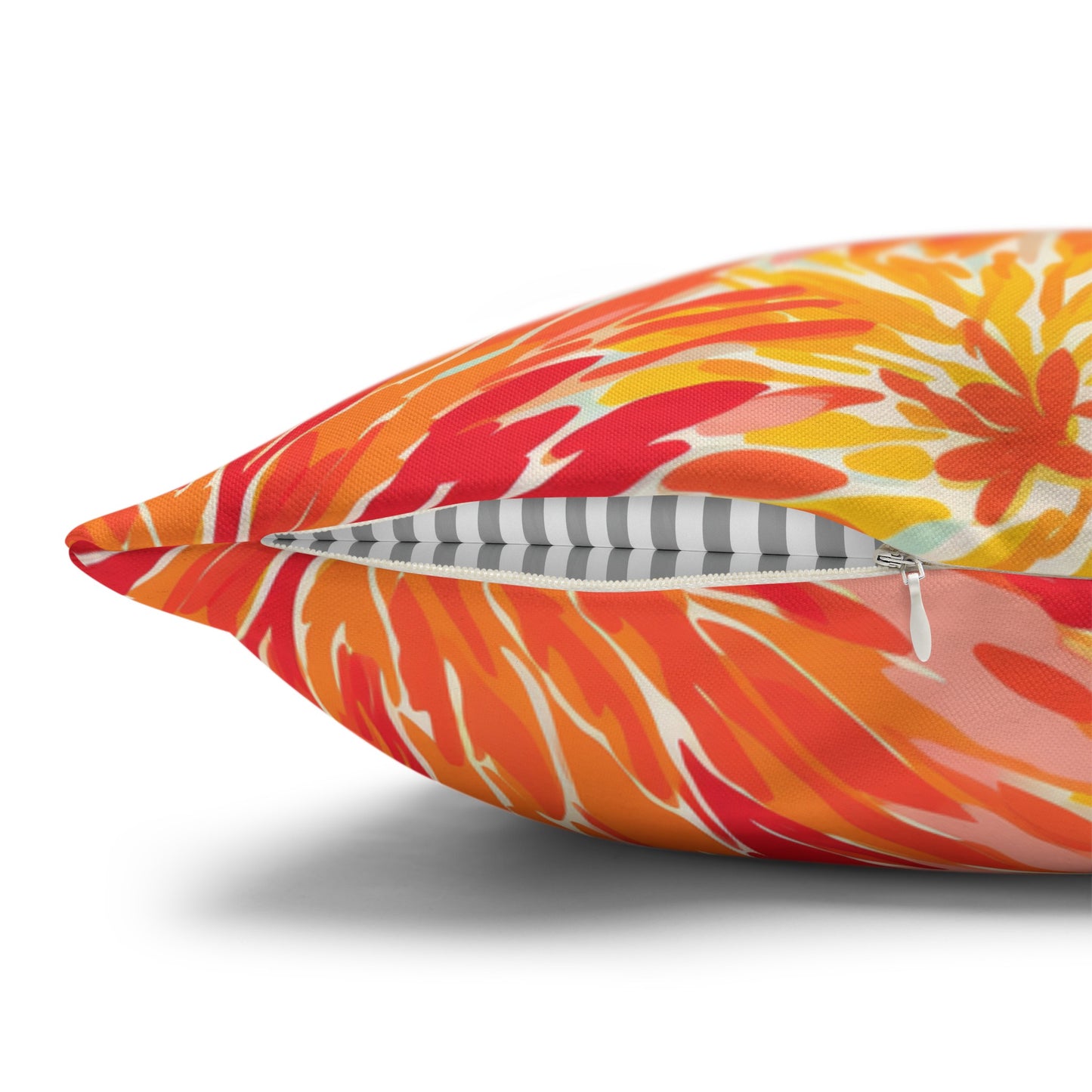 Golden Citrus Blooms: Vibrant Orange and Yellow Watercolor Flowers Spun Polyester Square Pillowcase 4 Sizes