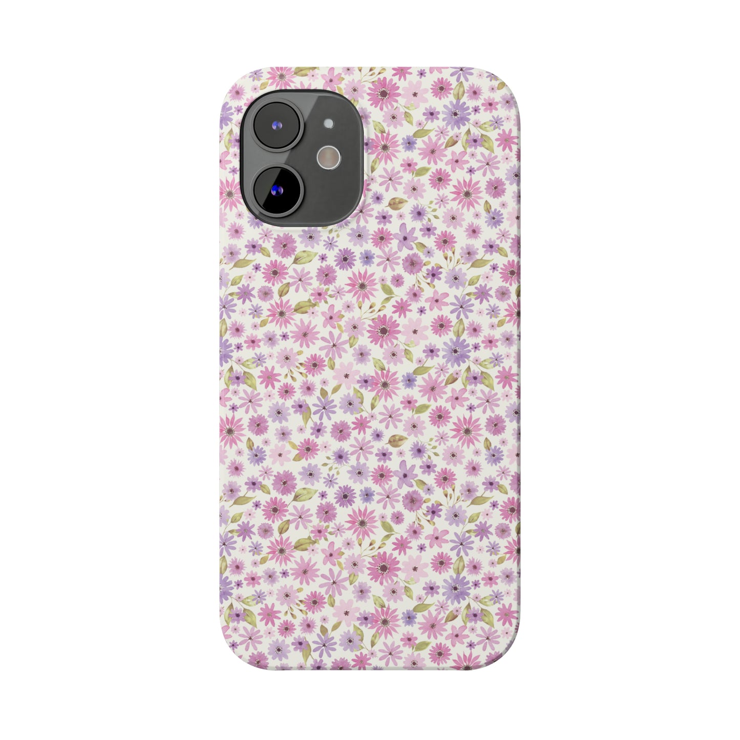 Pink and Purple Flower Design Iphone 15-12 Slim Phone Case