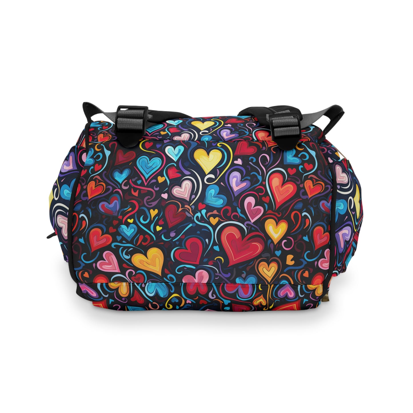 Whimsical Colorful Heart Design Multifunctional Diaper Backpack