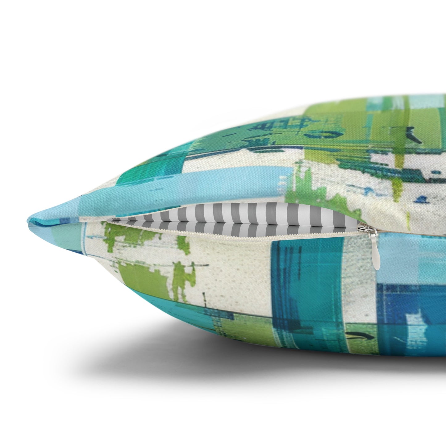 Enchanted Lagoon: Vibrant Green and Blue Abstract Plaid Spun Polyester Square Pillowcase 4 Sizes