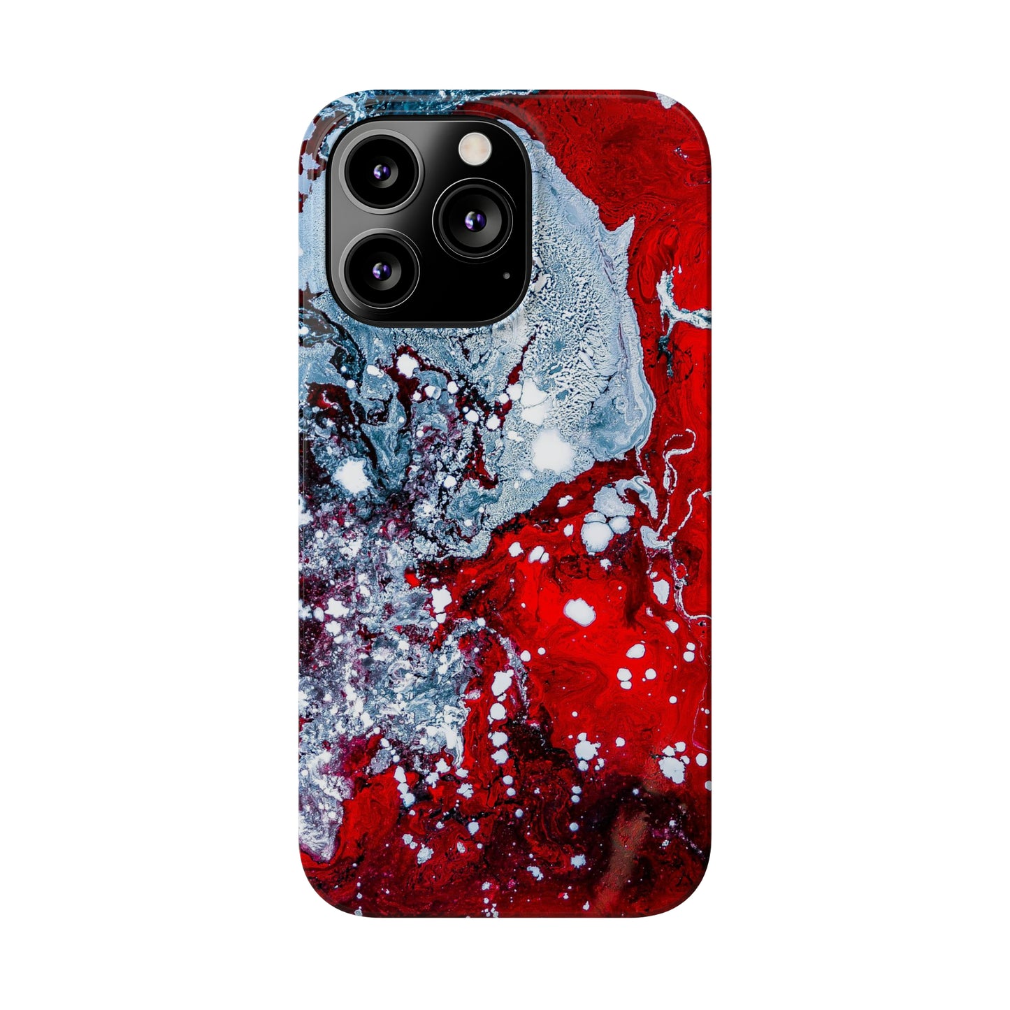 Red, Black and White Alcohol Ink Design Iphone 15-12 Slim Phone Case