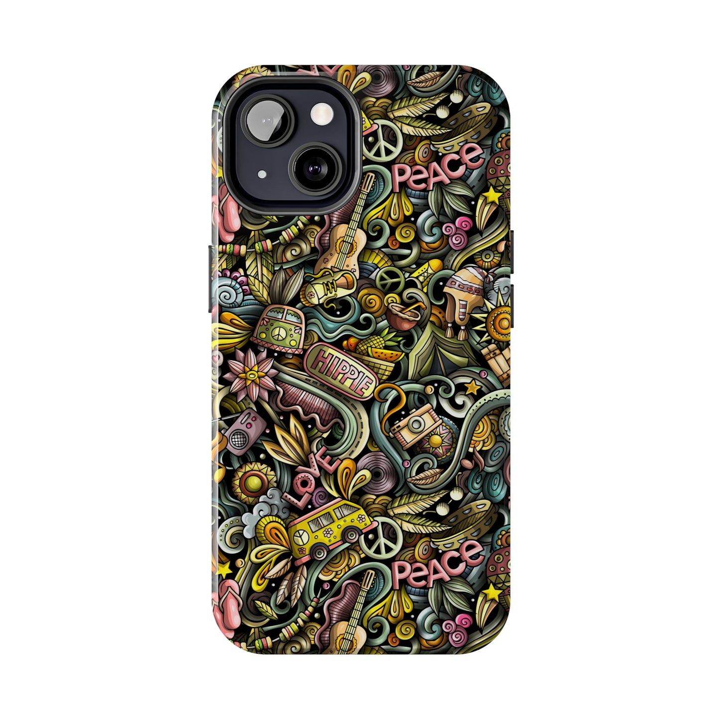 Peace, Love & VW Fun Cartoon Design Iphone Tough Phone Case