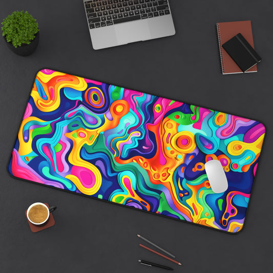 Vibrant Dreamscape of Psychedelic Paper Cut-Out Waves in Vivid Colors Extended Gaming Mouse Pad Desk Mat - 3 Sizes