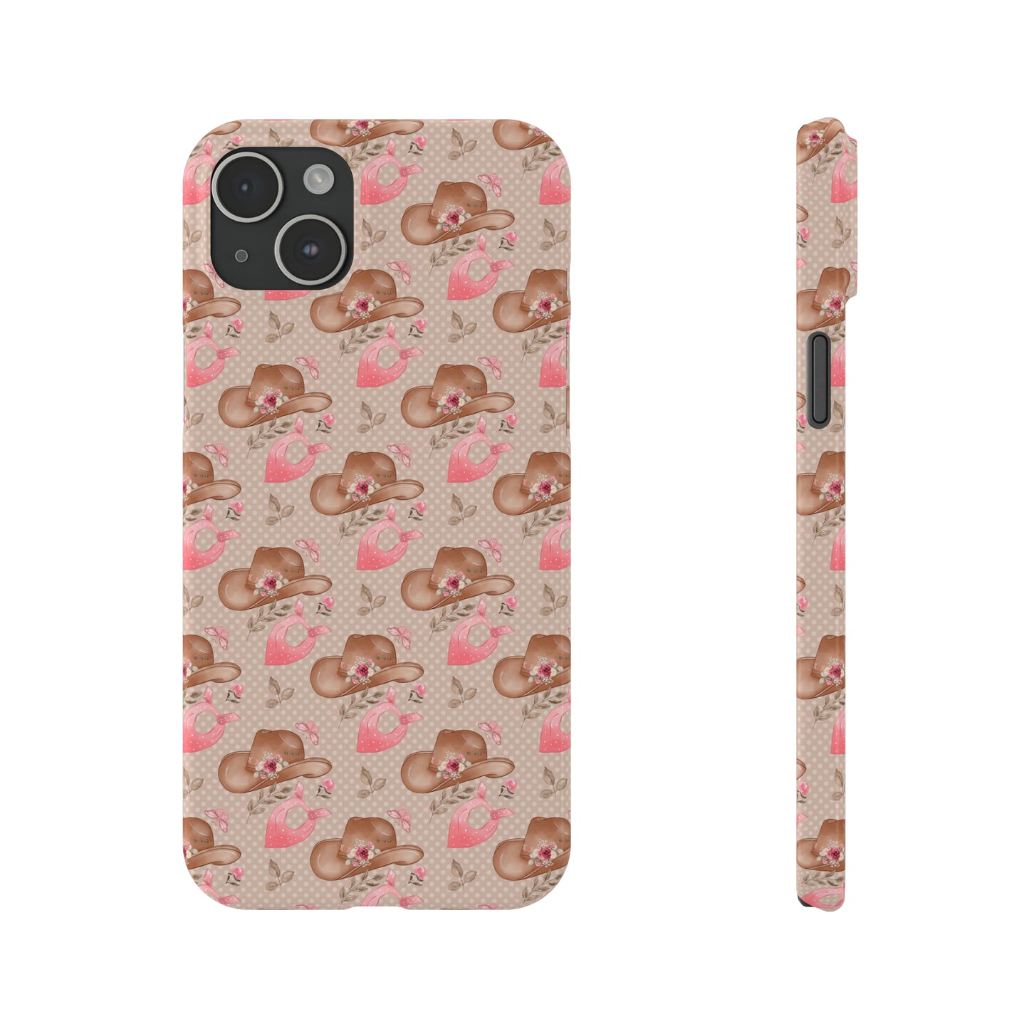 Western Cowgirl Hat with Flowers Iphone 15-12 Slim Phone Case