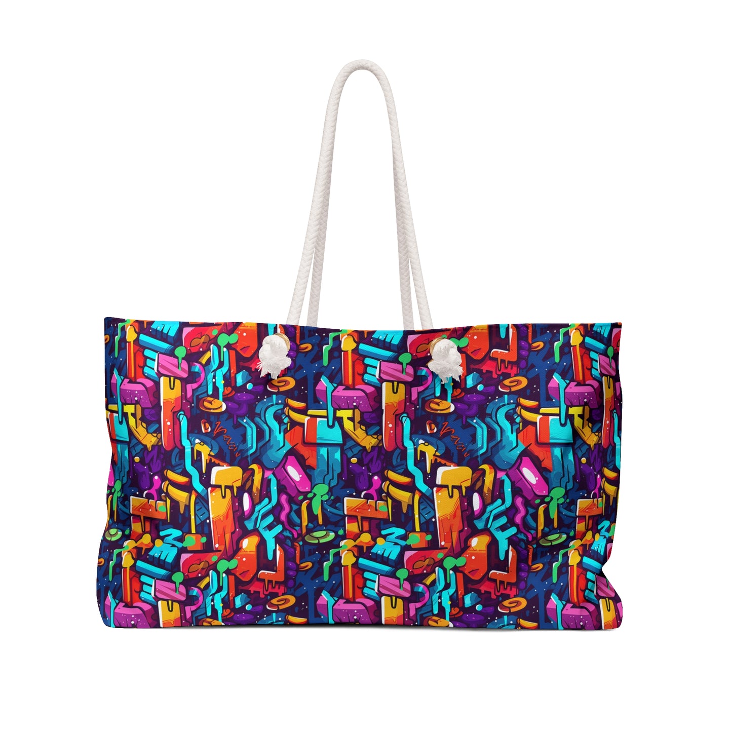 3D Abstract Colorful Street Graffiti Art Design  - Weekender Oversized Canvas Tote Bag 24" × 13"