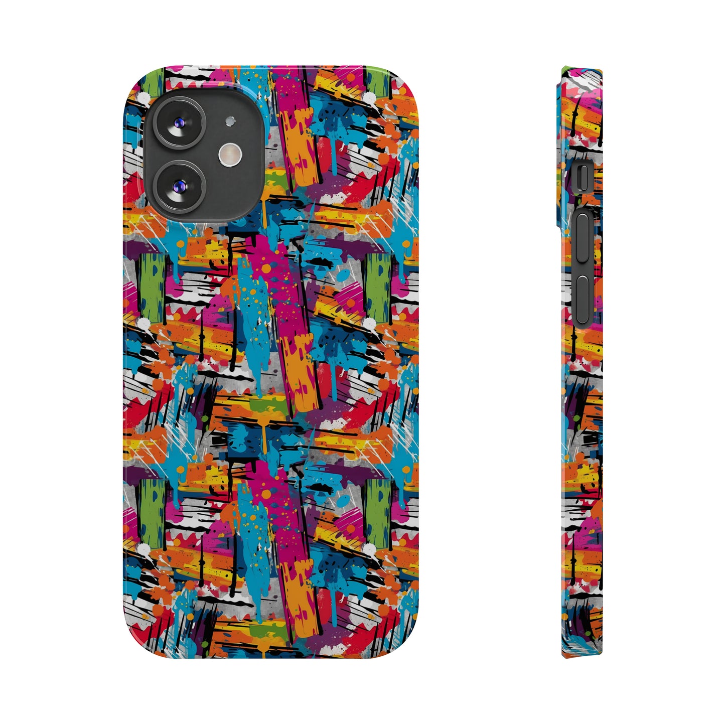 Abstract Brush Painted Colorful Design Iphone 15-12 Slim Phone Case